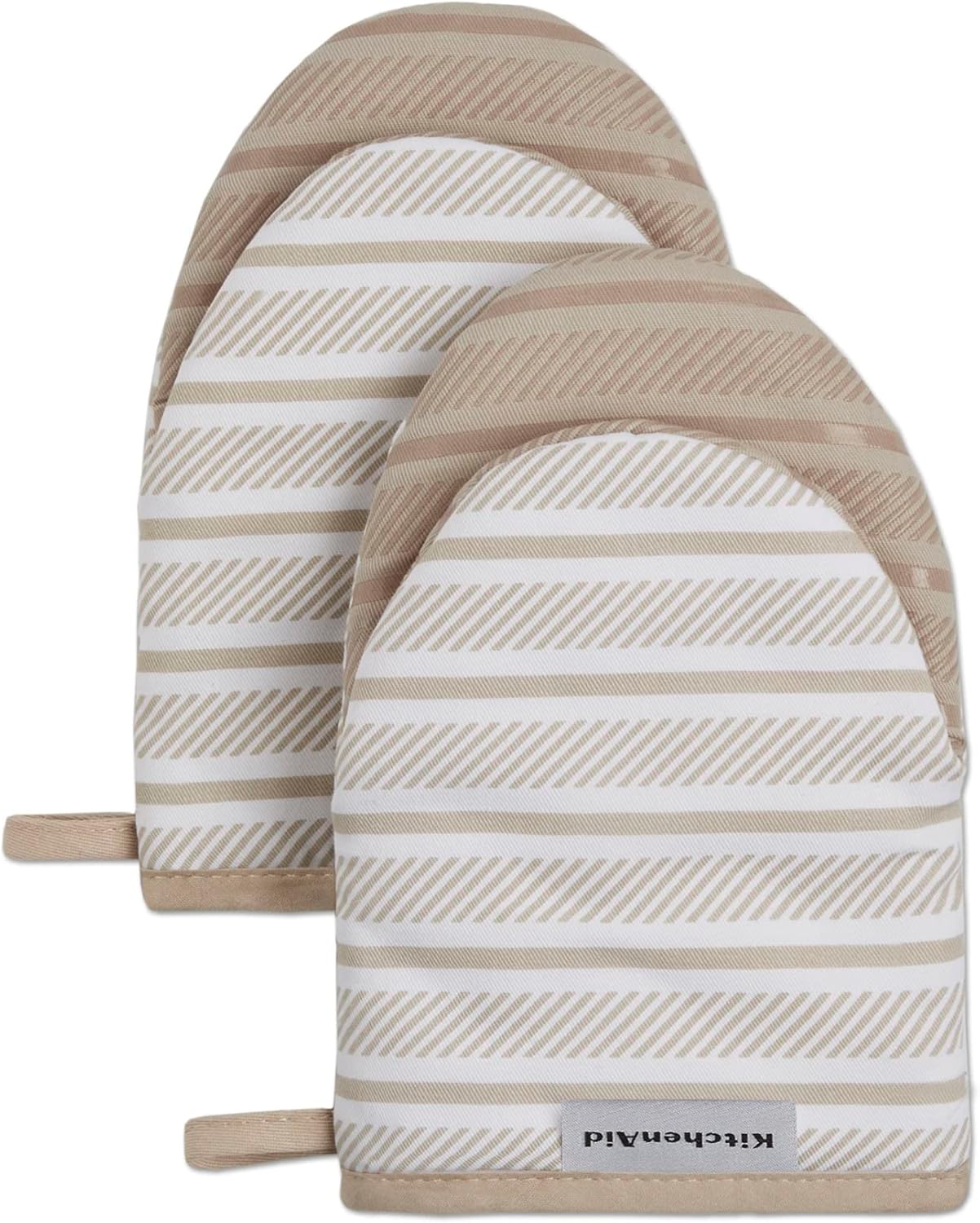 KitchenAid Albany Mini Oven Mitt 2-Pack Set, Milkshake Tan, 5.5"x8"