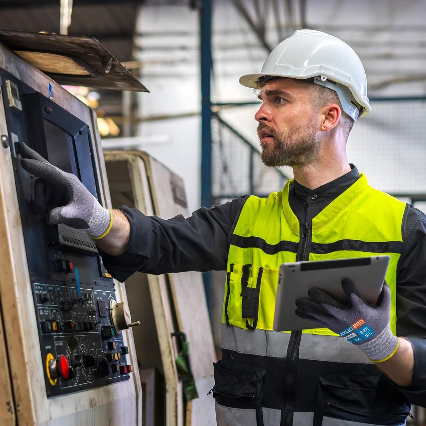 KAYGO Safety Work Gloves MicroFoam Nitrile Coated-12 Pairs KG18NB,Seamless Knit Nylon Glove with full fingers Touchscreen, Ideal for General Purpose,Automotive,Home Improvement, Black,XL