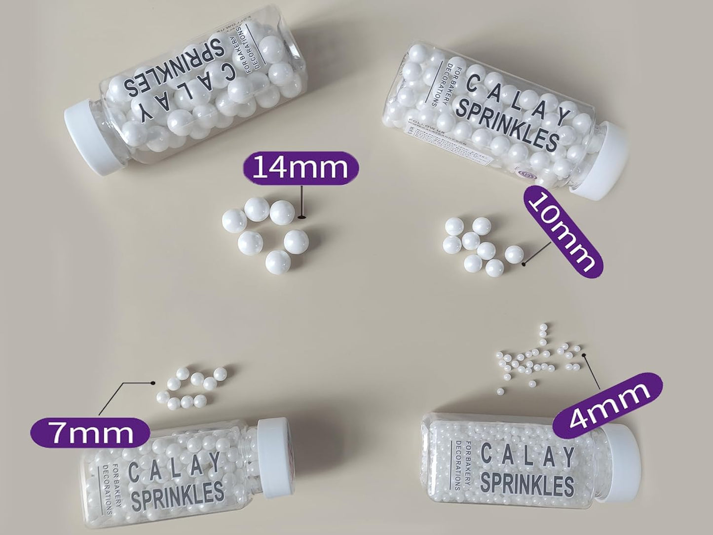 Edible White Pearl Sugar Sprinkles 4.23 oz, 10mm Candy Pearls Ideal for Baking, Cake and Cupcake Toppers, Cookie Decoration, Ice Cream Topping, Wedding Shower Valentines Halloween Christmas