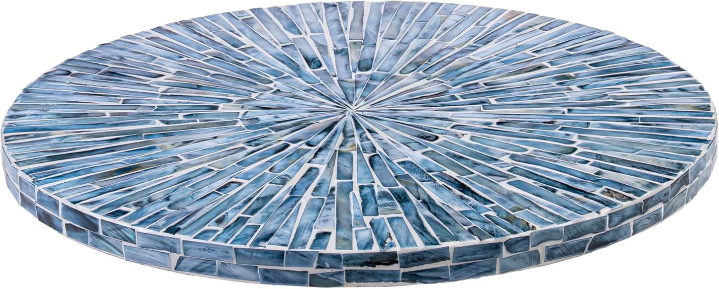 PEMAR Mother of Pearl Lazy Susan for Countertop Table (Blue Starburst, Standard (D12.6))