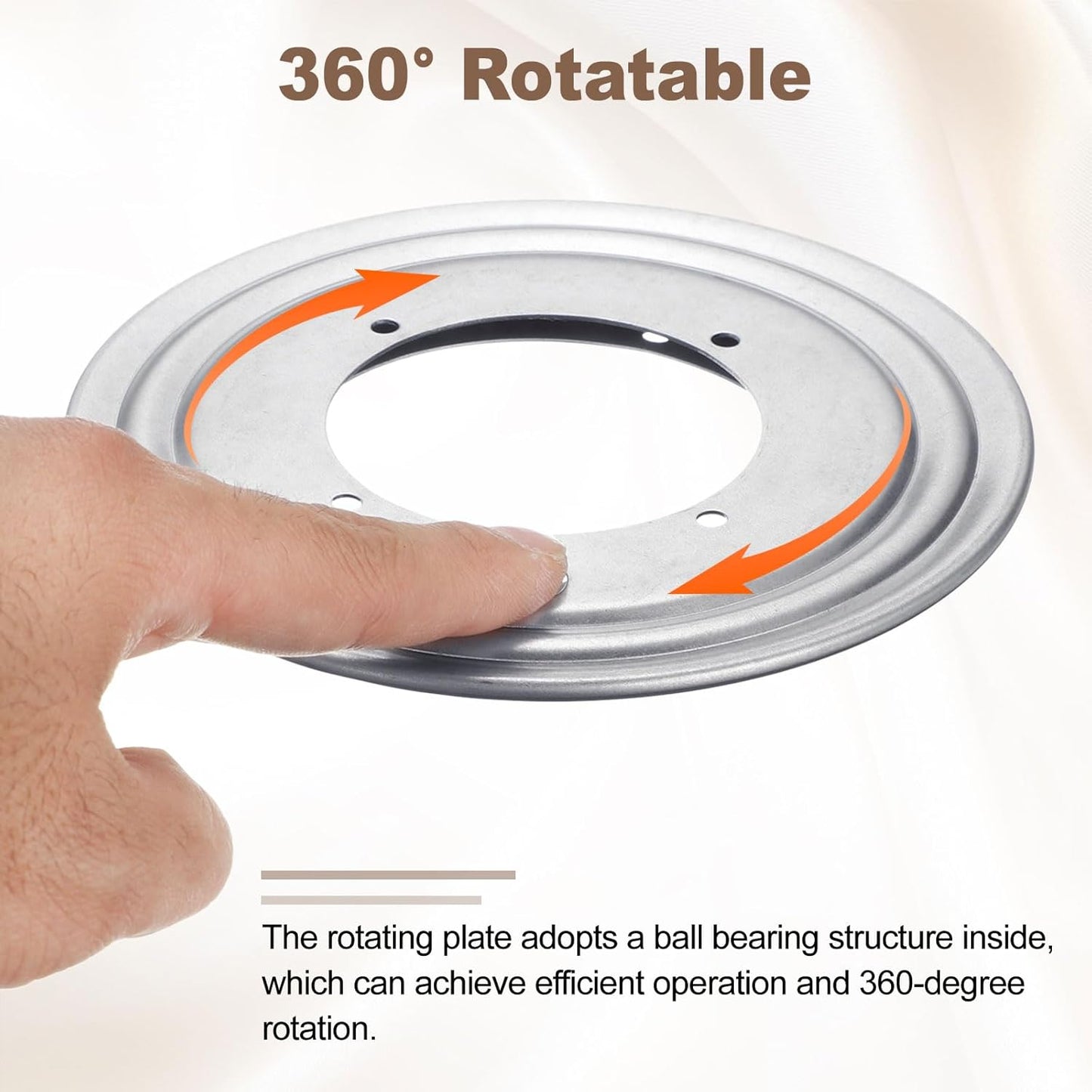 uxcell 3Pcs 9 Inch Rotating Bearing Plate, Swivel Plate Stand Lazy Susan Hardware Round Turntable Base Tray for Table Serving Tray Revolving Shelve, Silver