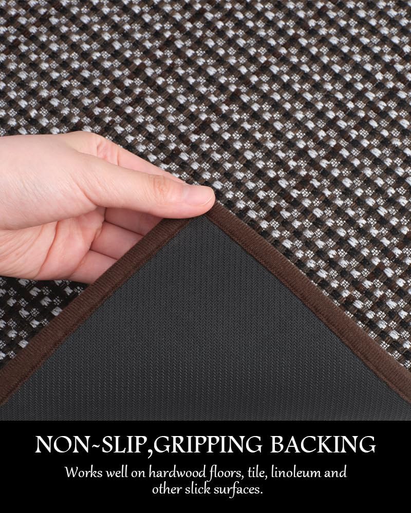 PADOOR Kitchen Rugs and Mats Non Skid Washable - Non Slip Absorbent Kitchen Runner Rugs for Floor, Machine Washable Standing Mats for in Front of Sink,Entryway,Entrance,Door(20"x70",Dark Brown)