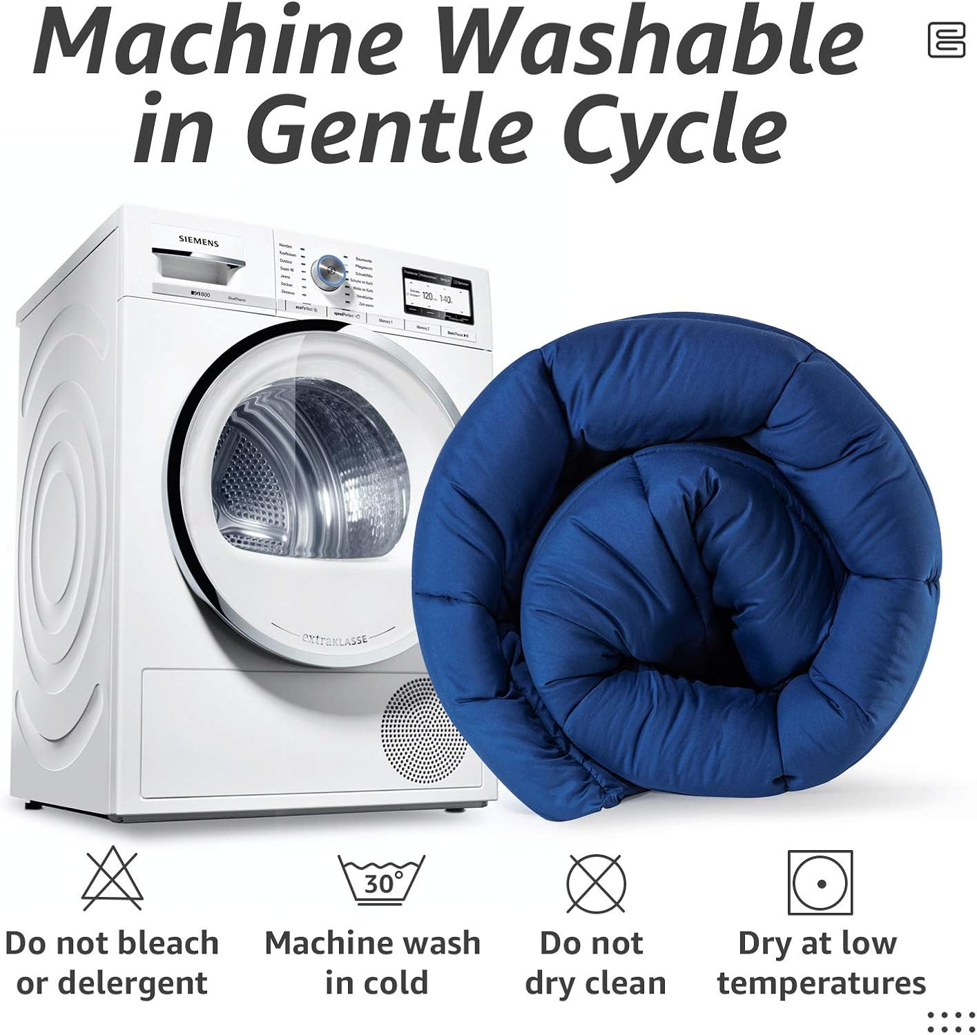 HYLEORY All Season Full Size Bed Comforter - Cooling Down Alternative Quilted Duvet Insert with Corner Tabs - Winter Warm - Machine Washable - Navy Blue