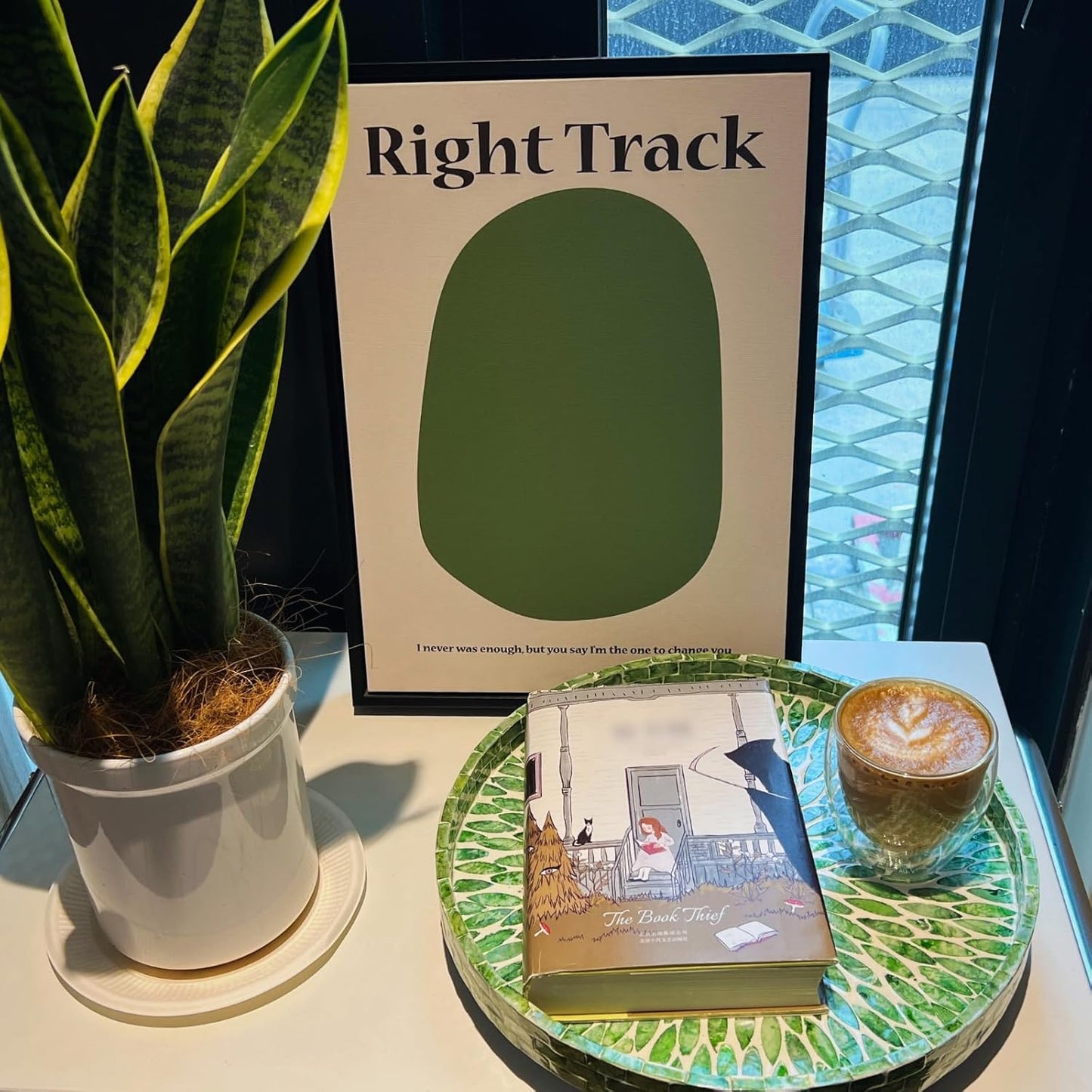 12.5" Lazy Susan for Table Top – Mother of Pearl Spinning Turntable Serving Tray, Marble Lazy Susan Organizer for Dining Table Centerpiece, Kitchen Island Decor, Bathroom Counter, Outdoor Use (Green)