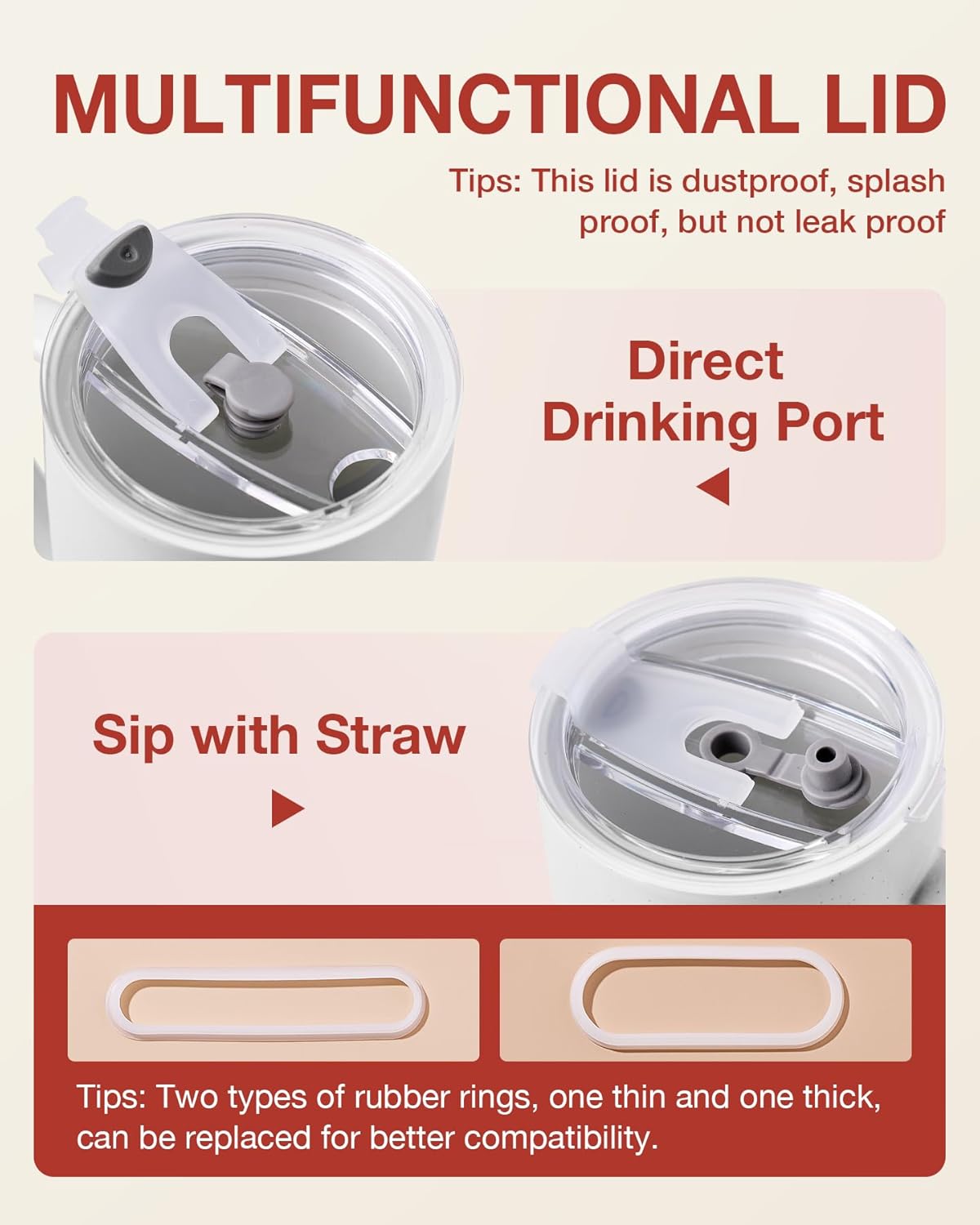 famiware Milkyway Coffee Mugs, 20oz Large Coffee Mug, Ceramic Mug Set of 2 with Lid, Cup Set with Handle for Latte, Tea, Cocoa, Milk, Home & Office, Cinnamon Brown and Dark Gray