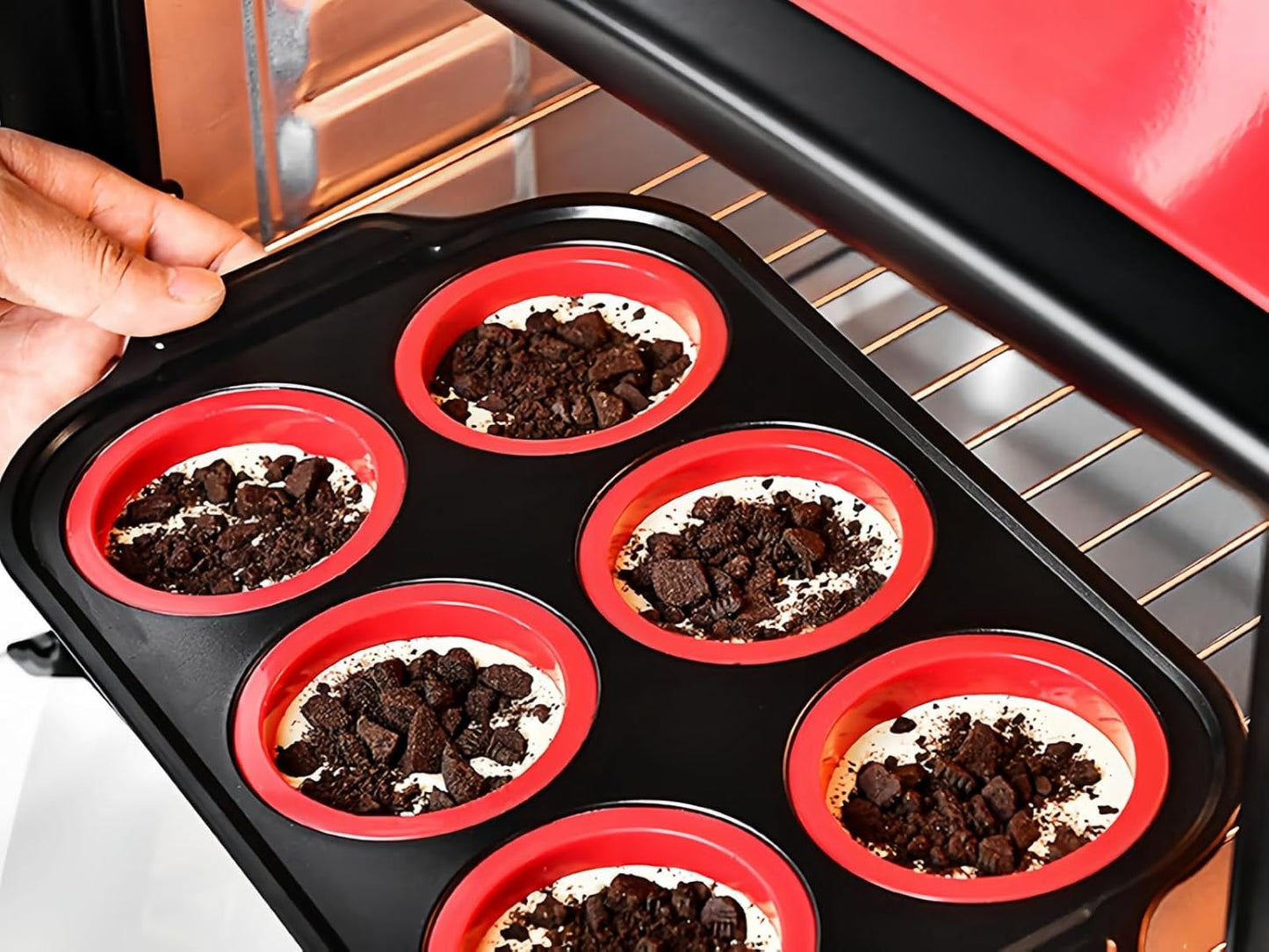 Silicone Muffin Pan, 6 Cups Muffin Pans for Baking with Metal Frame, Cupcake Pan, Egg Bite Molds, Muffin Tin Tray Easy to Pop Nonstick Non Toxic Bakeware for Oven