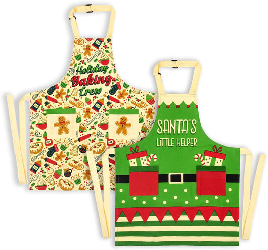 Lavley Christmas Baking Aprons - Funny kitchen gift for men, women and kids - 100% cotton adjustable apron for holiday bakers
