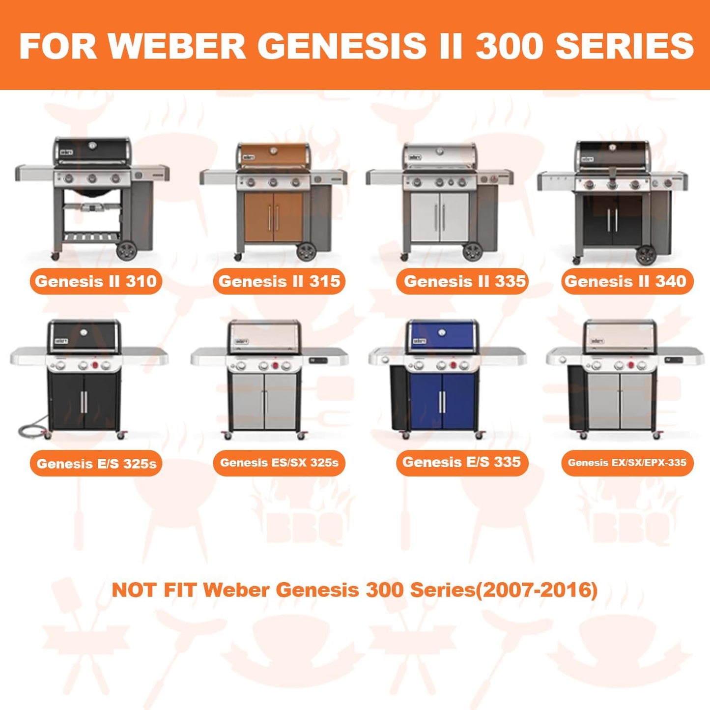 KEESHA 7852 Stainless Steel Grates Replacement Parts for Weber Crafted Genesis II 300 Series Grill Grates for Weber Genesis ii E-310 E-315 E-325 E-330 E-335 S-310 S-335 S-345 SE-335 SE-310