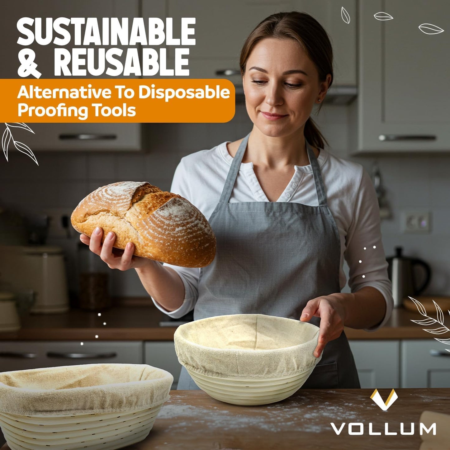 Banneton Bread Proofing Basket Sourdough Proofing Basket for Beginners & Professional Bakers, Handwoven Rattan Cane Bread Maker for Artisan Breads, 11 Inch x 3.5 Inch, 3-Pound Round Brotform