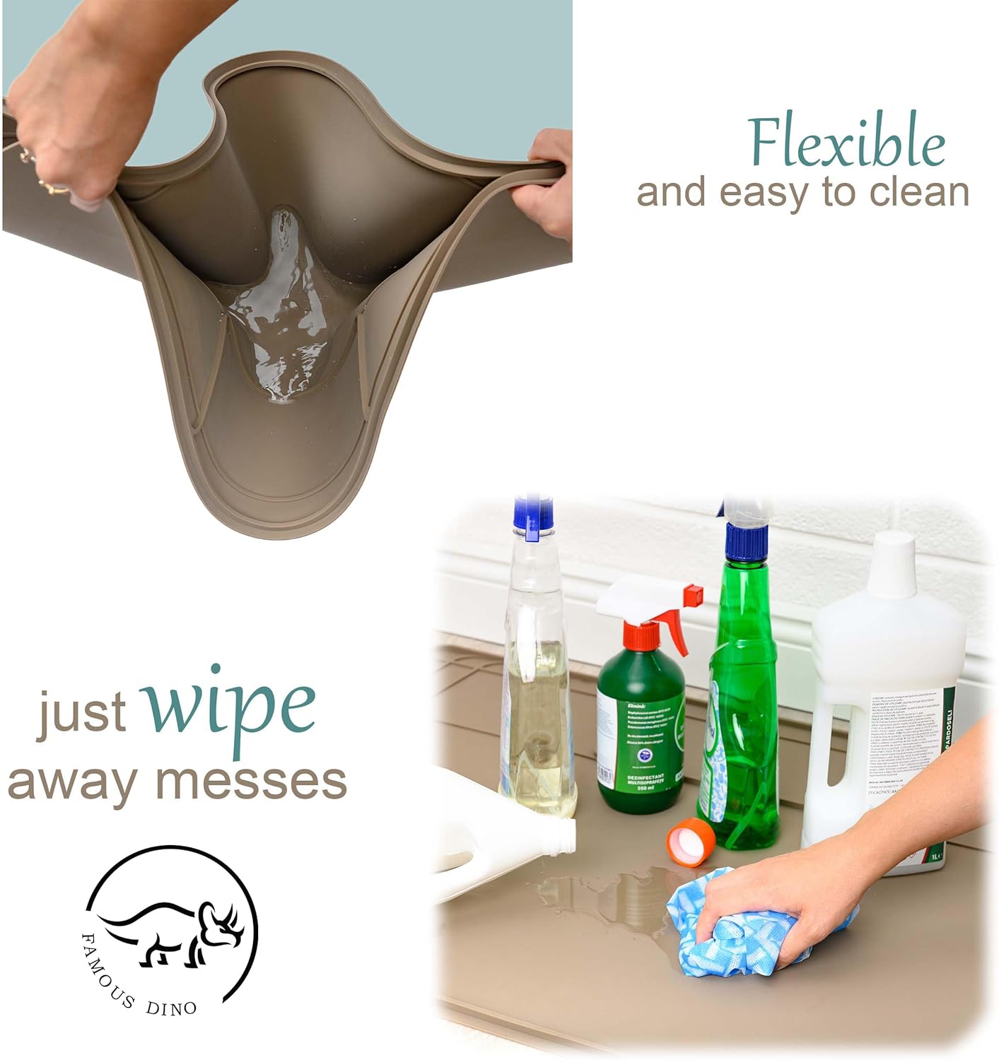 The Original Under Sink Mat - Adjustable Silicone mat, Waterproof Under The Sink Bathroom Vanity Mat - 28" x 19" or smaller