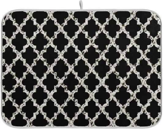 senya Super Absorbent Dish Drying Mat, Microfiber Fast-Drying Dish Mat, 16'' x 18'', Kitchen Dish Drying Pad, Geometry Texture Classic Modern