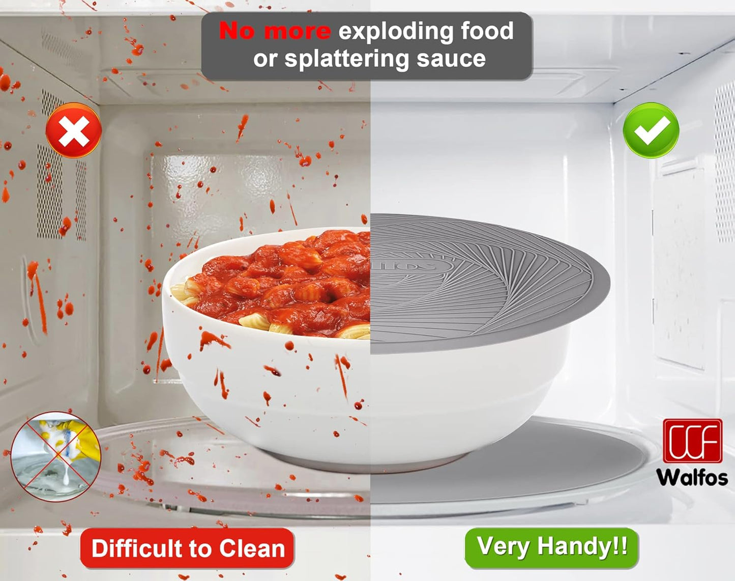 Walfos Silicone Microwave Mats, Heat Resistant Multi-Purpose Microwave Trivet Mat, Non-Slip Hot Pads, BPA Free Silicone Mats for Microwave, Oven, Hot Pan, Pot (Grey)