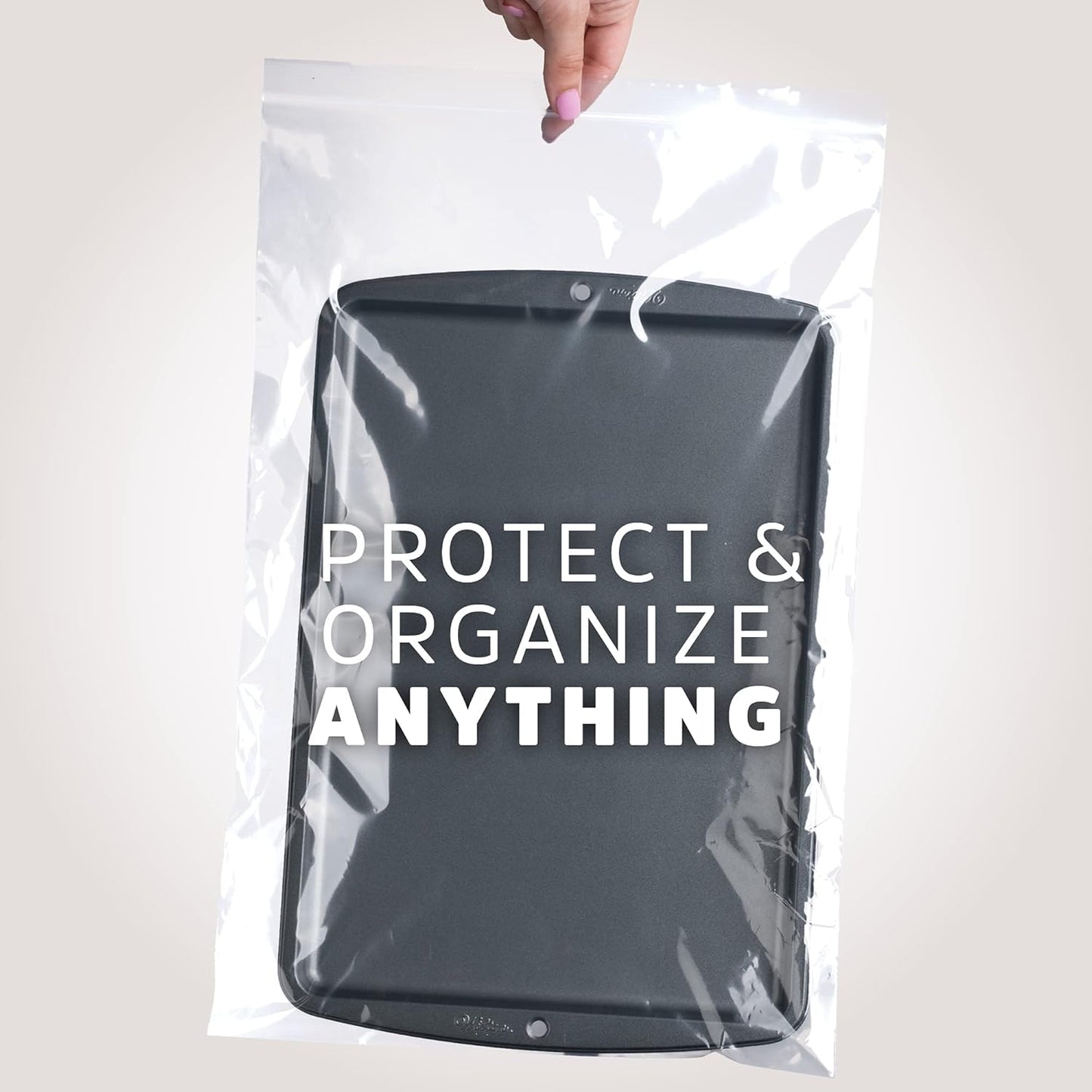 GPI Pack of 200, 14" X 20" Clear Plastic Reclosable Zip Bags - Bulk 2 Mil Thick Strong & Durable Poly Baggies with Resealable Zip Top Lock for Travel, Storage, Packaging & Shipping