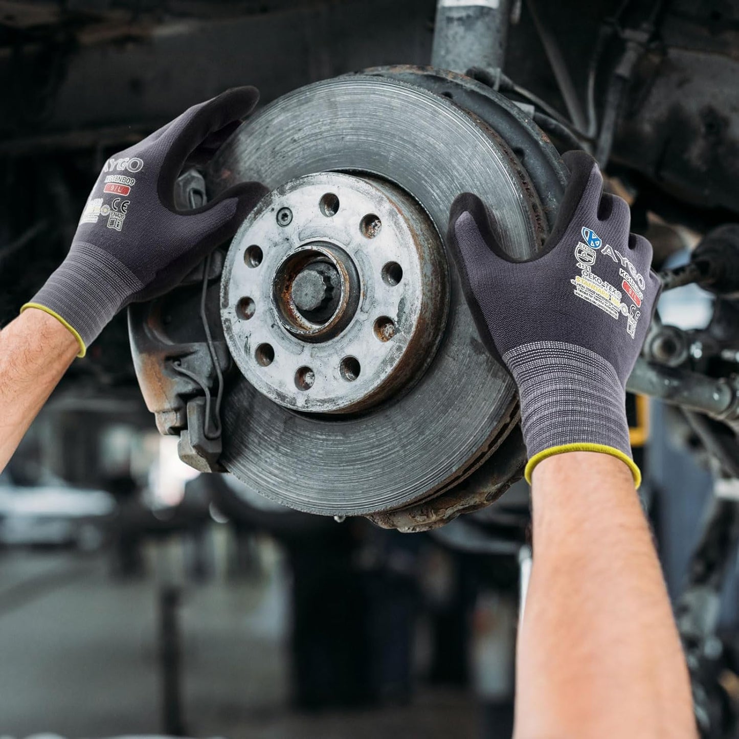 KAYGO Safety Work Gloves MicroFoam Nitrile Coated, 3 Pairs KG18NB,Seamless Knit Nylon Glove for Men and Women, Ideal for Automotive,Warehouse,Construction (X-Large,Gray)