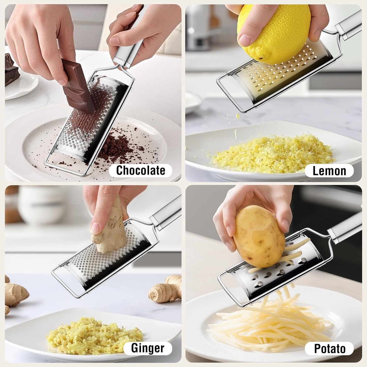Stainless Steel Cheese Grater Set, Zester Set of 3 Kitchen Grater Lemon Zester for Kitchen, Suitable for Vegetable, Fruit, Chocolate