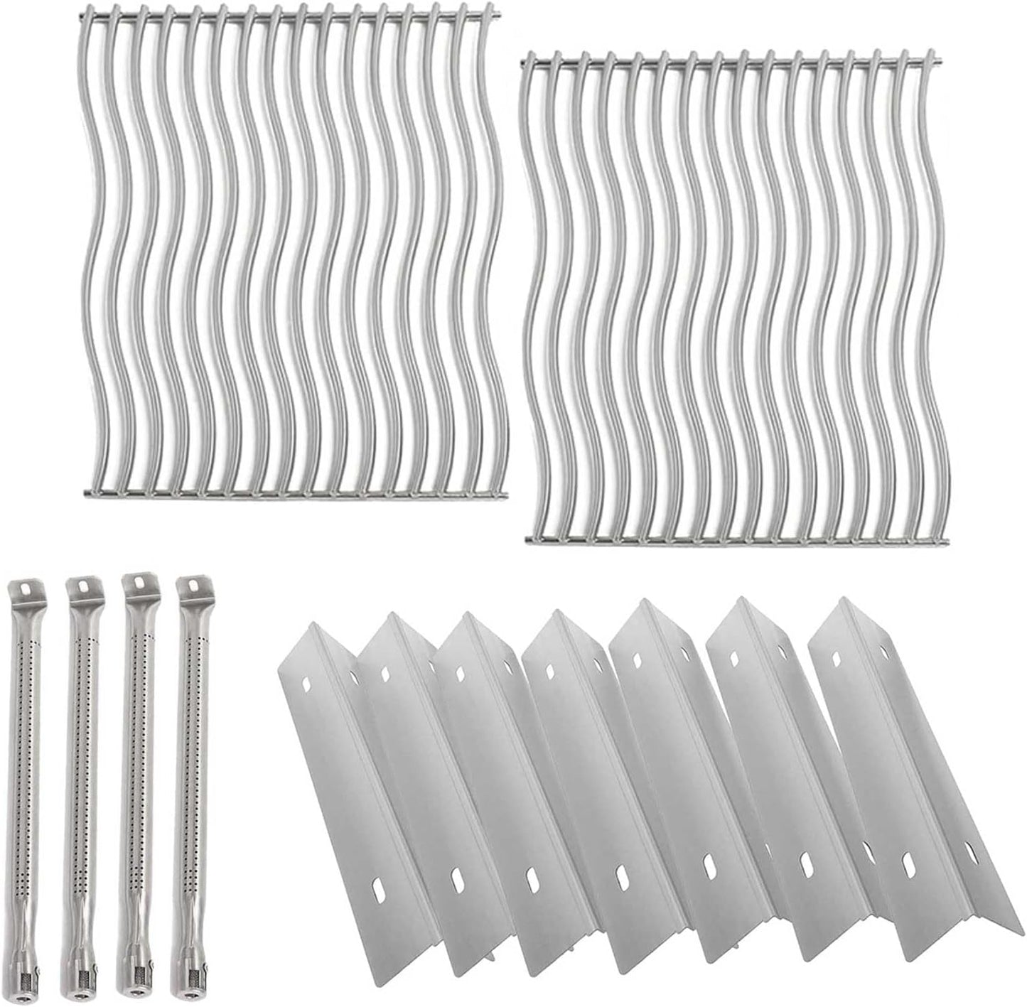 MixRBBQ Grill Replacement Parts for Napoleon Prestige 500 and Built-in Prestige 500, Stainless Steel 7-Pack Heat Plates, 4-Pack Burner and 2-Pack Grate Grid for Napoleon