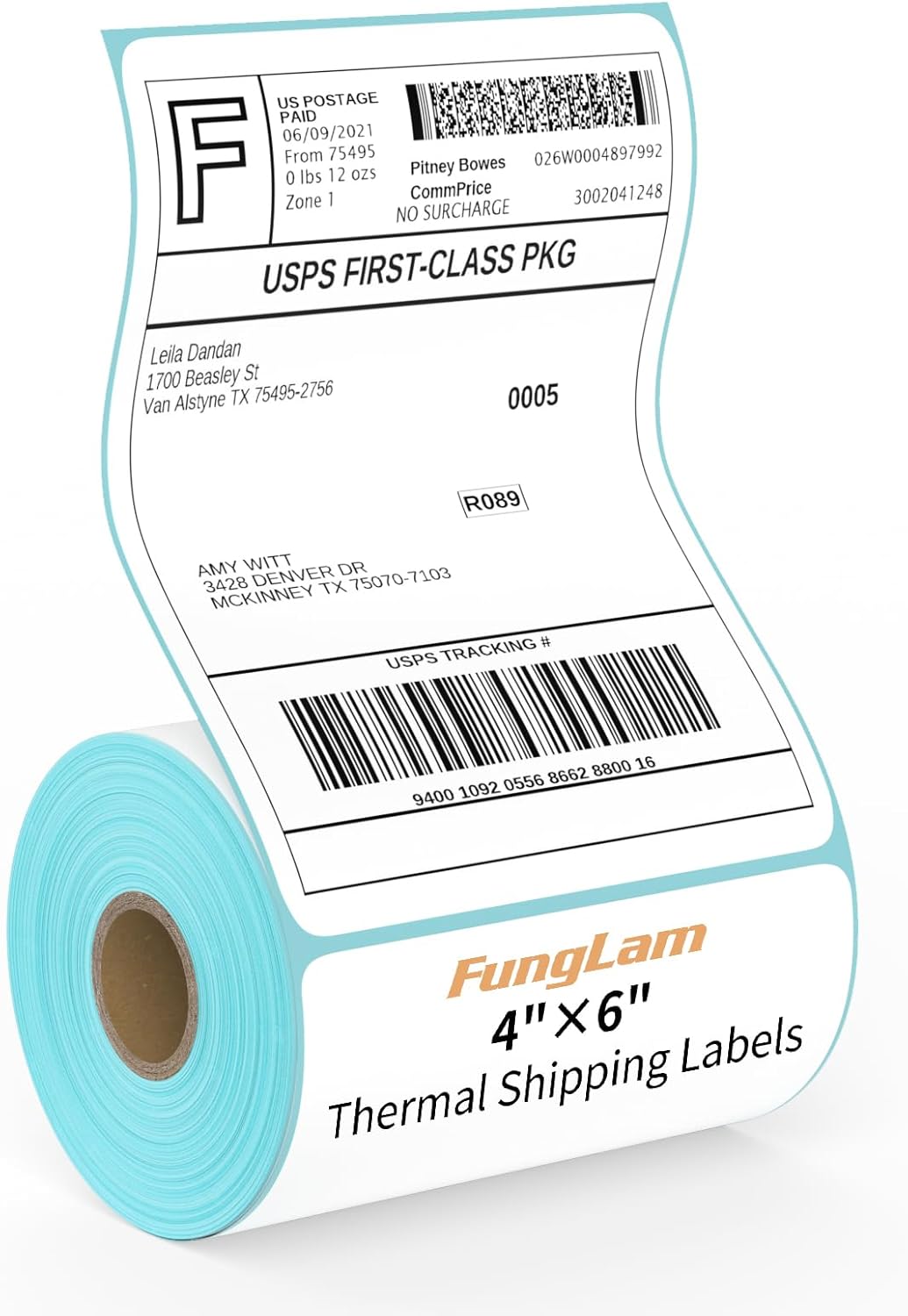 4”×6" Thermal Labels, FungLam 4”×6” Thermal Shipping Labels, Address Mailing Labels, Compatible with Rollo, Munbyn, Zebra,iDPRT Thermal Printers, 250 Labels/Roll