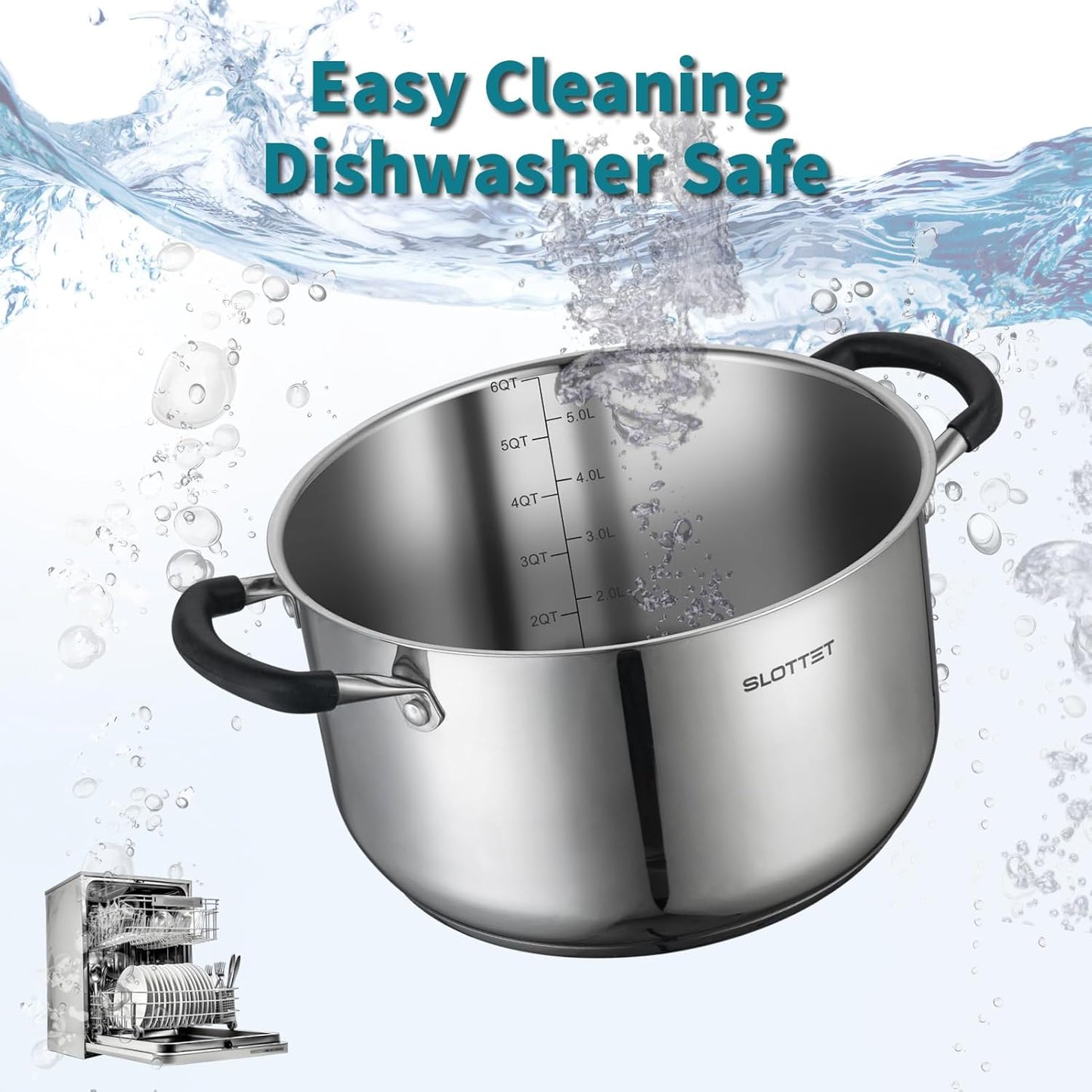 Stainless Steel 8 Quart Stock Pot with Steamer,8 Qt Deep Soup Pot for cooking,Multipurpose Stockpot with silicone Stay-cool Handle.