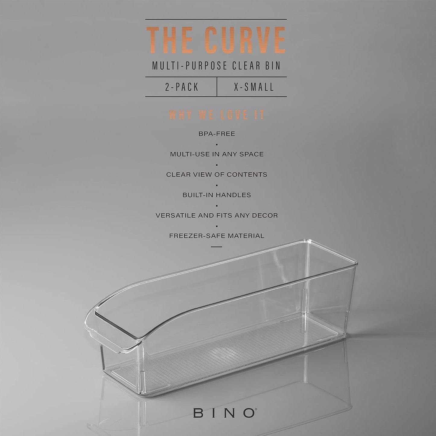 BINO | Plastic Storage Bins, Small | THE CURVE COLLECTION | Multi-Use Organizer Bins | Storage Containers Kitchen, Pantry and Home Organization | Fridge Organizers | Pantry Organization and Storage