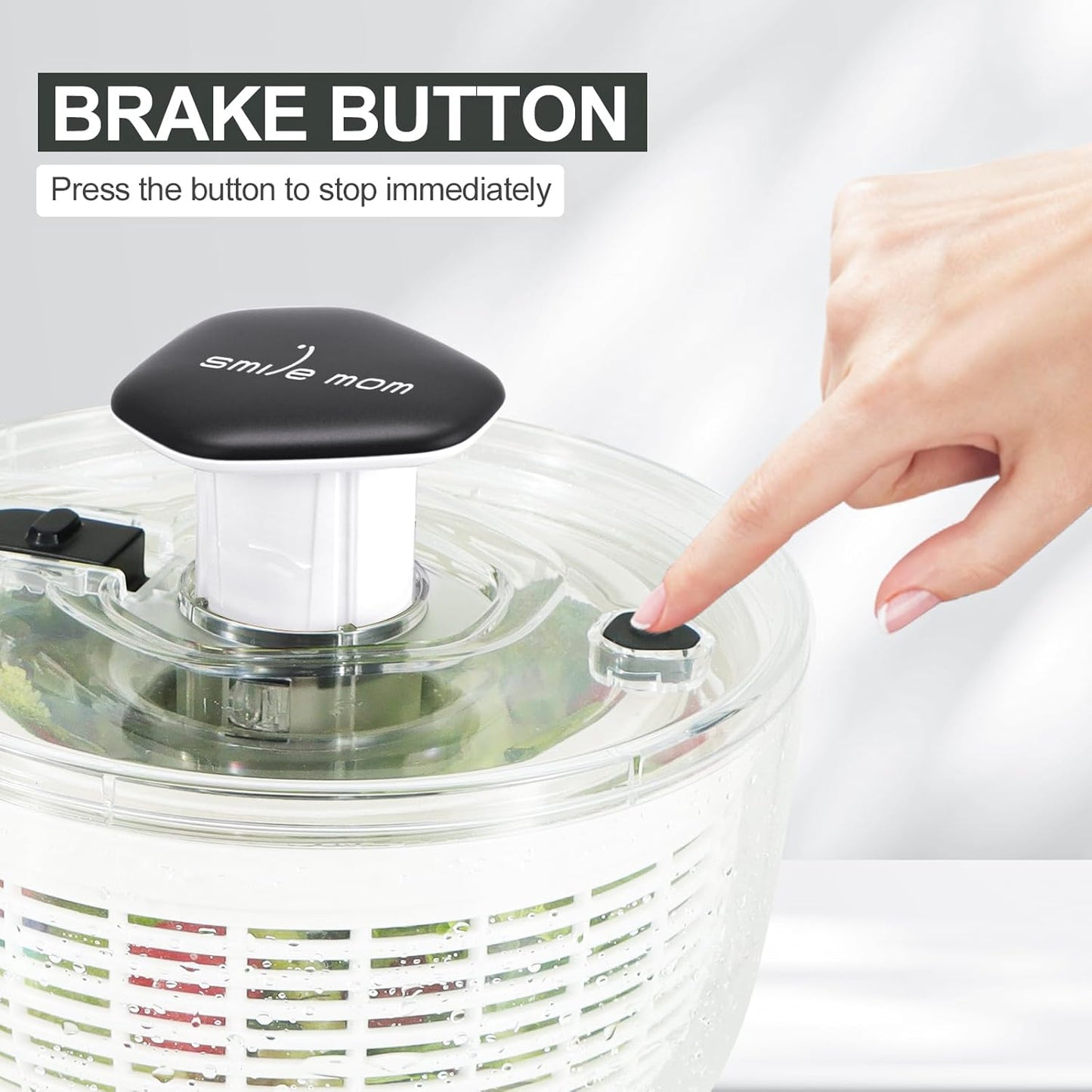 Smile mom Salad Spinner Small Lettuce Spinner Kitchen Gadgets Vegetable Washer, High Efficiency for Home Kitchen Washing & Drying Leafy Vegetables, One-Handed Handle Easy Press 3.8 Qt White