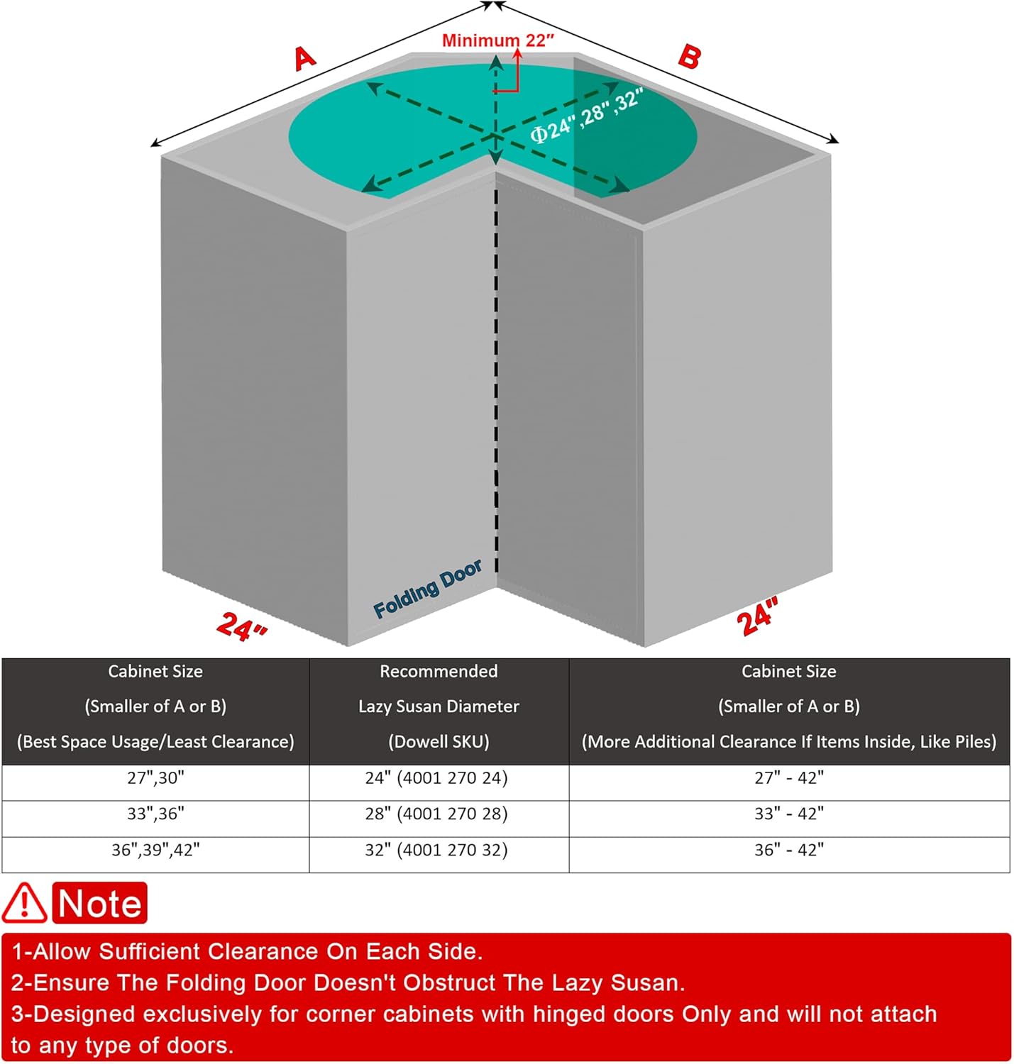 Dowell 32" Kidney Lazy Susan, 2 Shelves, Kitchen Base Corner Cabinet Organizer (Chrome 4001 270 32)