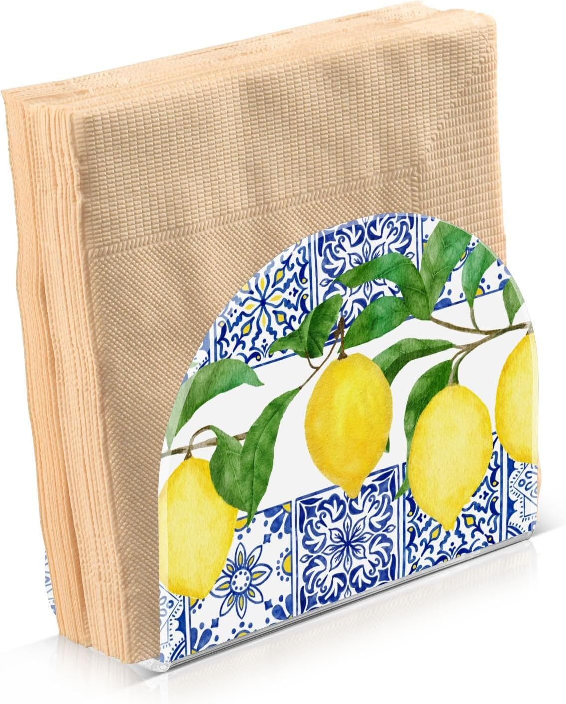 Lemon Blue Tiles Napkin Holder for Table Paper Napkins Holder Acrylic Tissue Dispenser Kitchen Dining Room Bathroom Party Car Decor