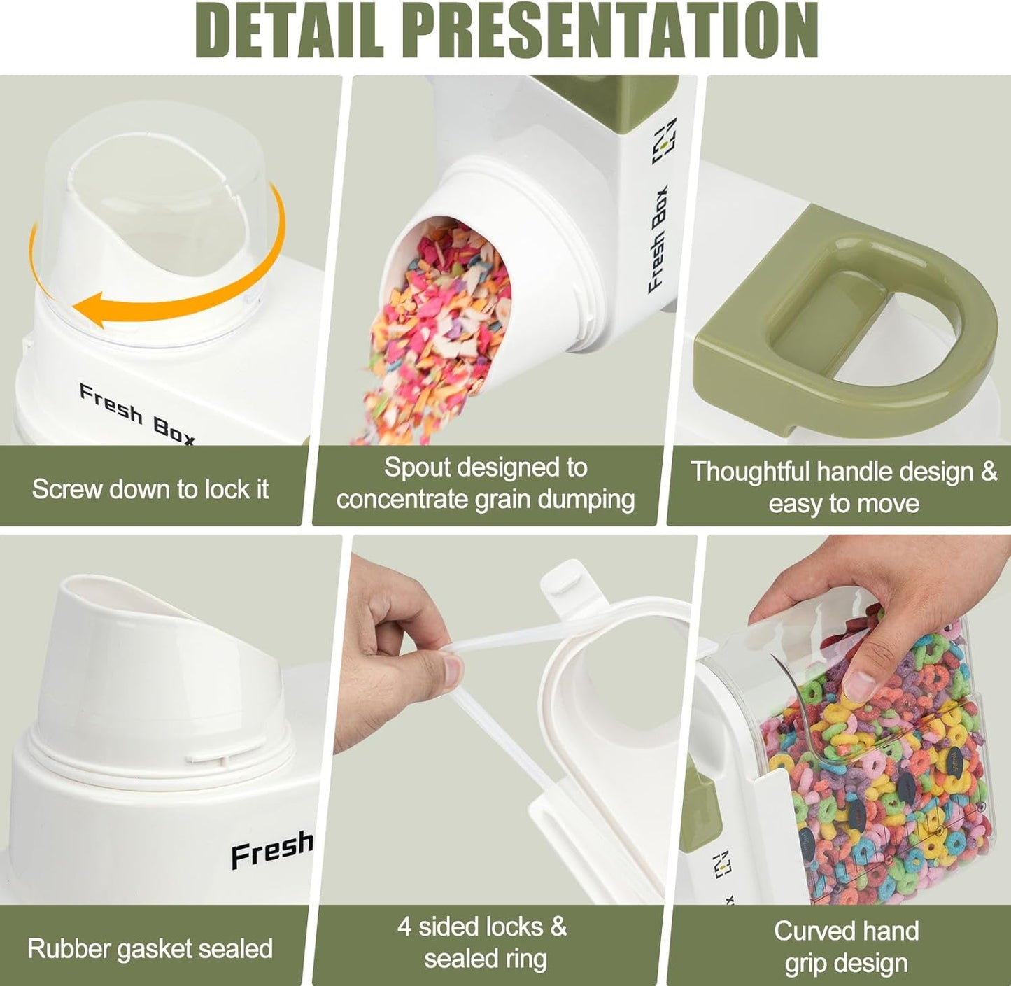 Cereal Storage Container 4Pack,61oz/1.8L Airtight Food Storage Containers With Lids,Organizers Storage With Measuring Cup for Beans,Sugar,Rice,Nuts,Snacks,Dog Cat Pet Food,Candy