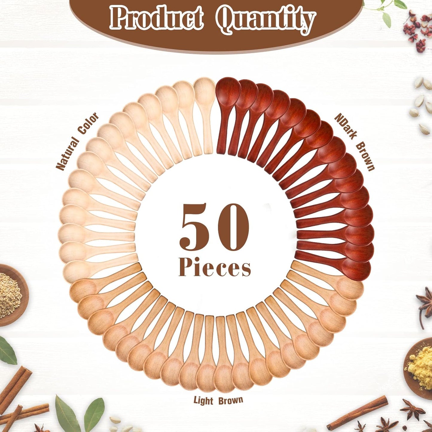 Boao 50 Pcs Small Wooden Spoons, 3.5'' L, Mini Wood Natural Tiny Spoons Wooden Little Teaspoons for Jars Sugar Creamer Honey Spices Salt Kitchen Supplies (Multiple Color)