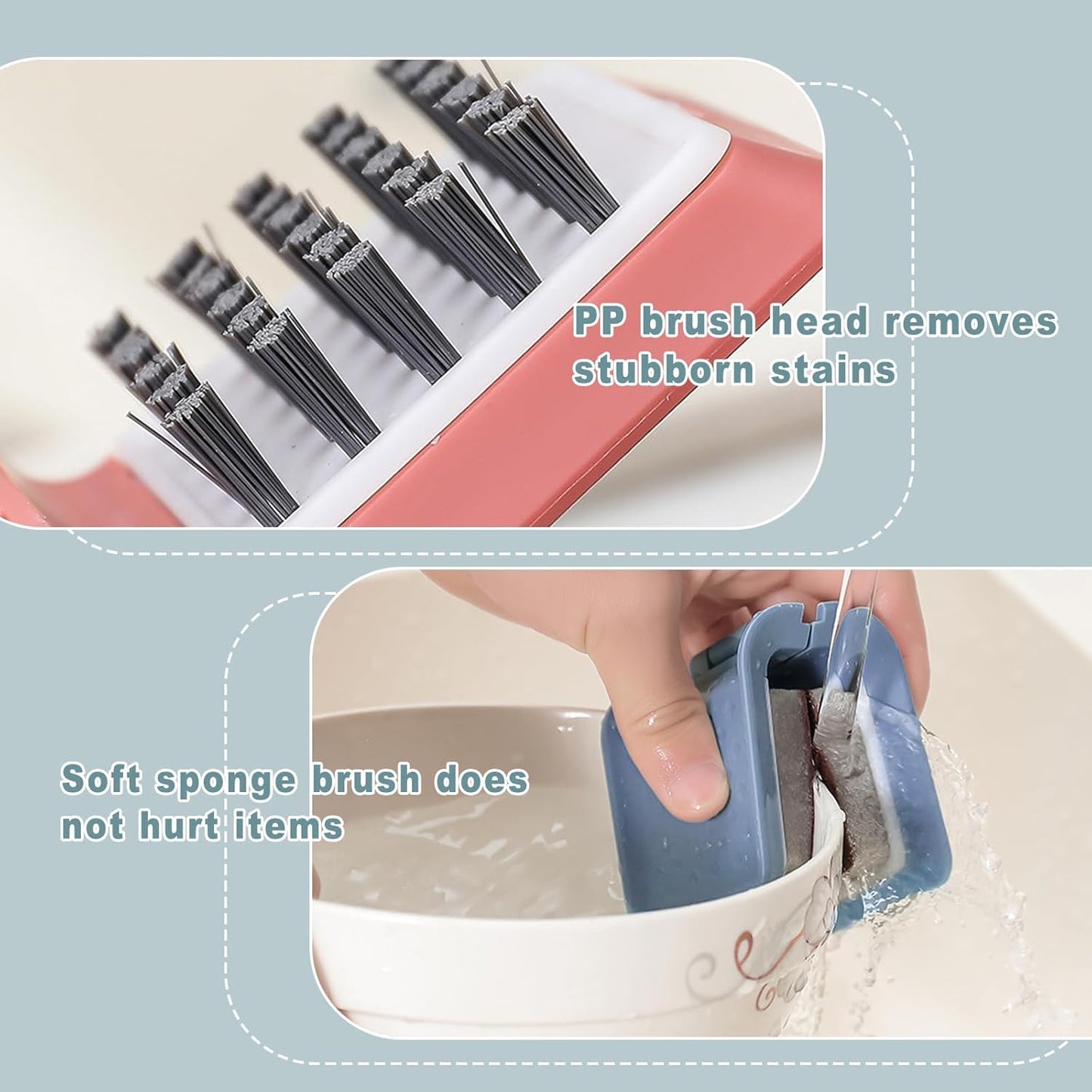 Knife Cleaner, 3 Pack Cutlery Cleaner, Blade Cleaner with 3 Pcs Replacement Sponge Brush Head, for Kitchen Chopsticks Fork Spoon Knives Washing (Blue, Pink, Green)