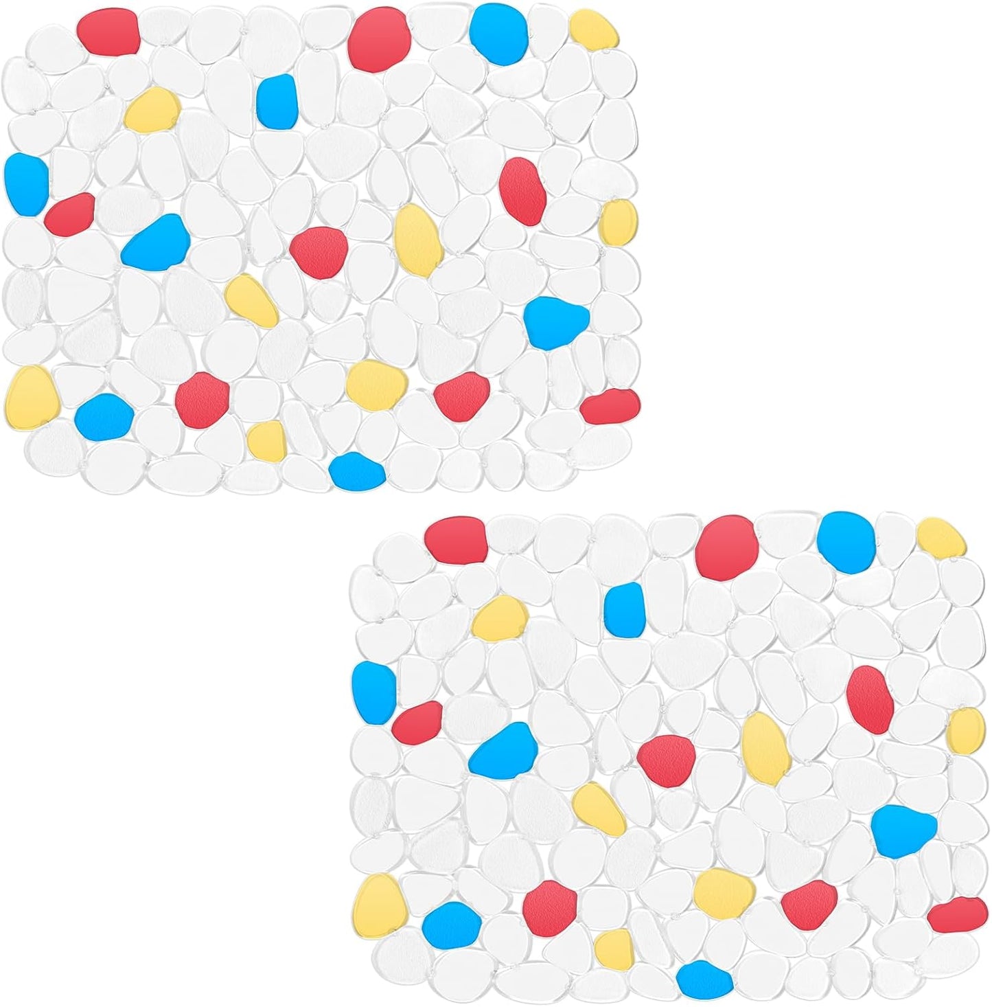 OTHWAY 2Pcs Kitchen Sink Mats, 15.7" x11.8" Scratch Free Sink Protector for Stainless Steel/Porcelain Sink, Pebble Design Quick Drain Dish Drying Mat Handpainted-Clear