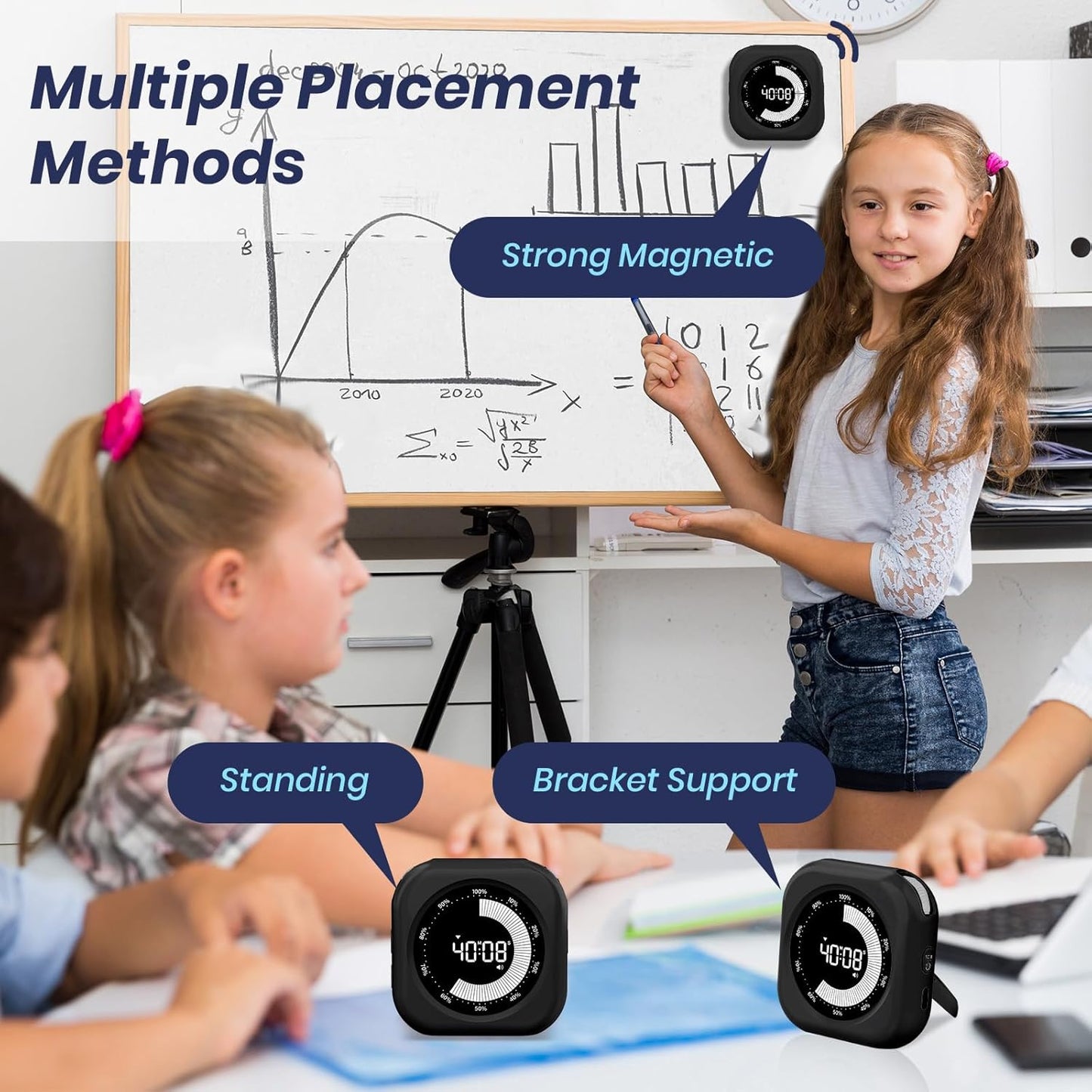 Visual Timer for Kids, 10 Hours Countdown/Up, with Rechargeable, 3 Volume Levels，3 Brightness Display, and Magnetic, Homeschool Study Tool, Large Digital Timers for Classroom, Kitchen