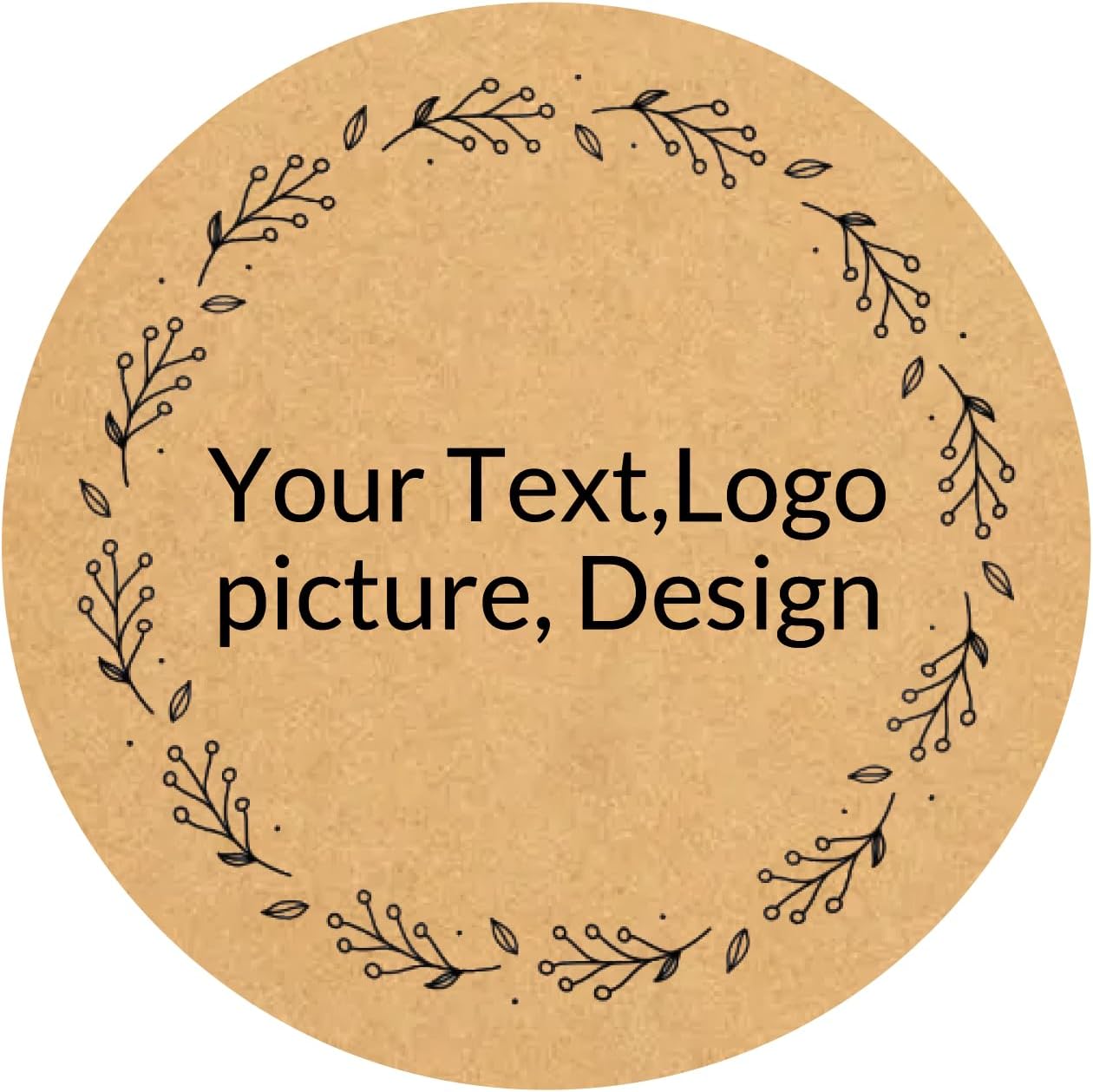 Custom Stickers Kraft Paper Labels Personalized Withe Text, Business Logo Customized Food Jars Labels Bakery Label Sticker Package Favor Canning Circle 100pcs (Style 2)