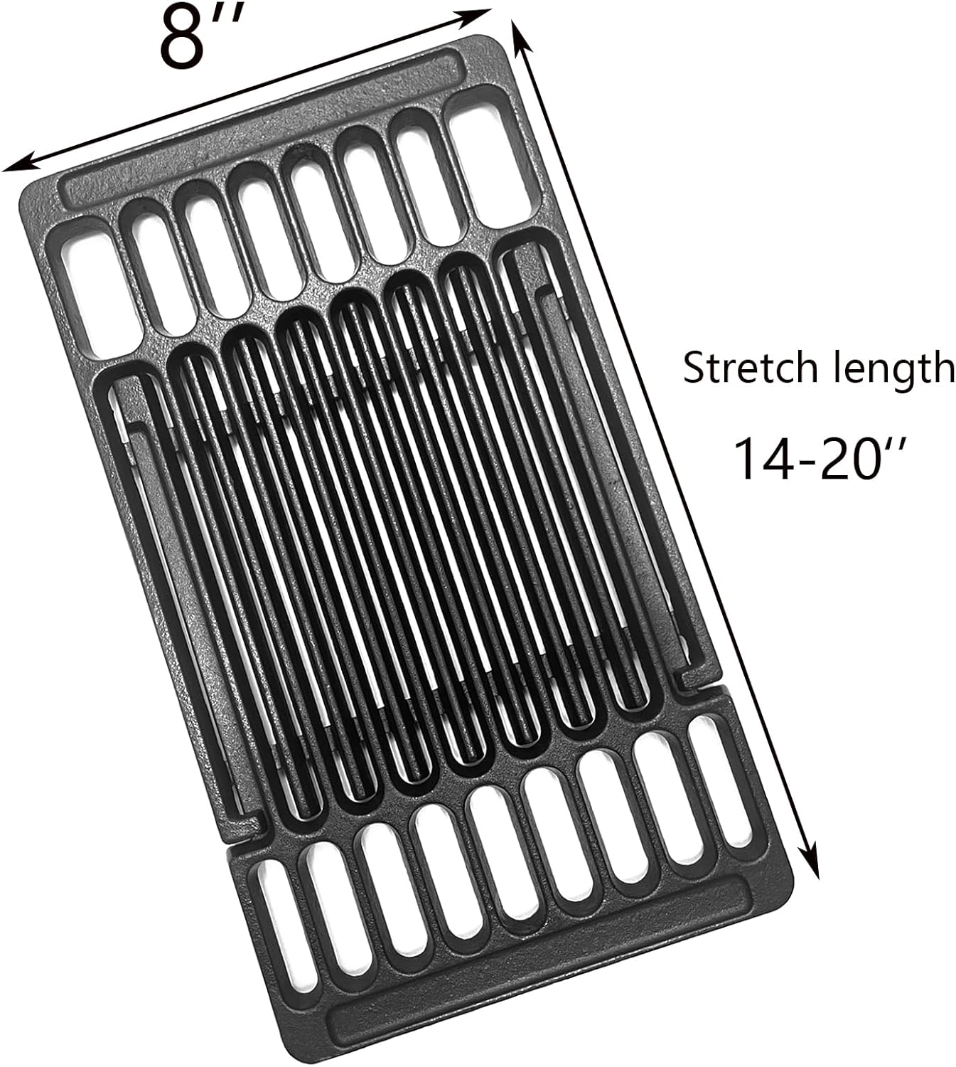 Cast Iron Cooking Grill Grates Replacement Adjustable Universal Extends from 14" to 20" Long, 8" Wide Each Adjust Expandable Cooking Grill Grids (3pack)