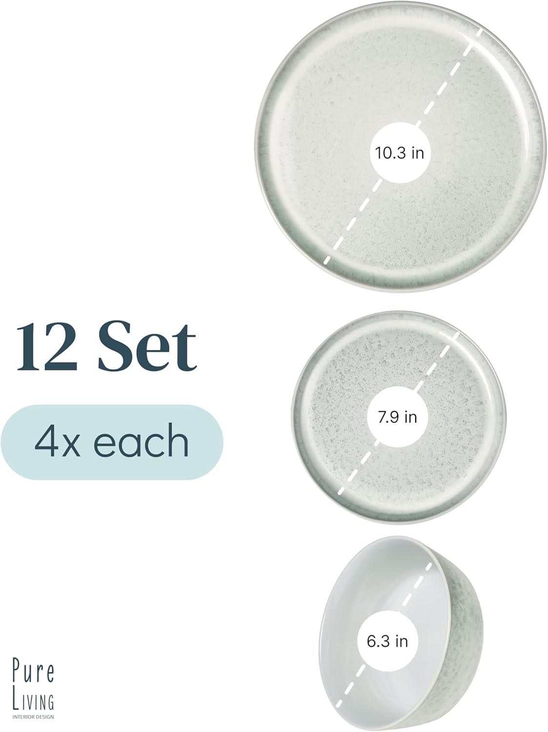 Stoneware dinnerware set 4 persons 12 pcs - Mediterranean dinnerware set, dishwasher, microwave and scratch resistant - bowl and plate set - dinnerware Pure Living Light Beige…