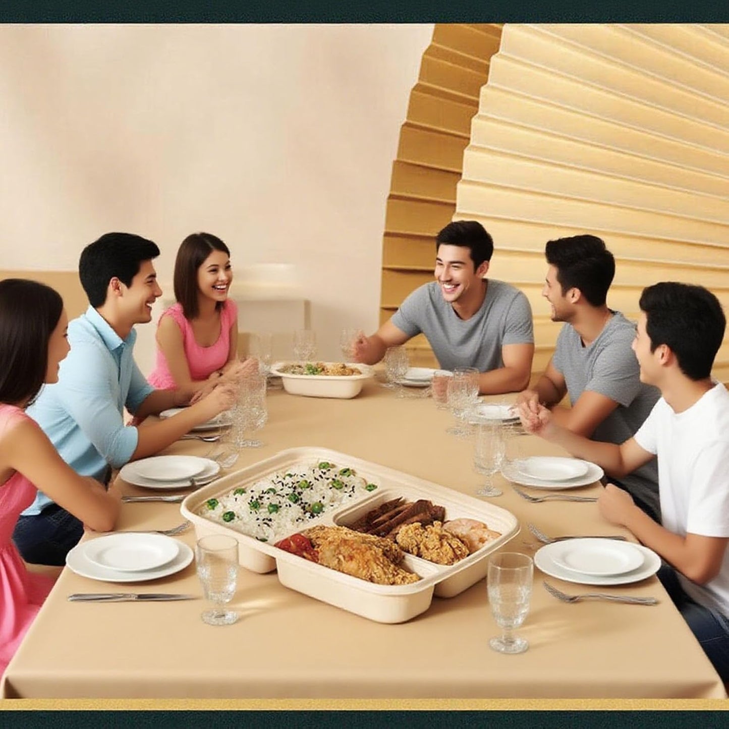 30 Pack of 3-Compartment Disposable Meal Prep Container, 36 Ounce Pre Meal Container, Food Storage Bento Box. Reusable Takeaway Container, Stackable, Microwave Refrigerator Safe.