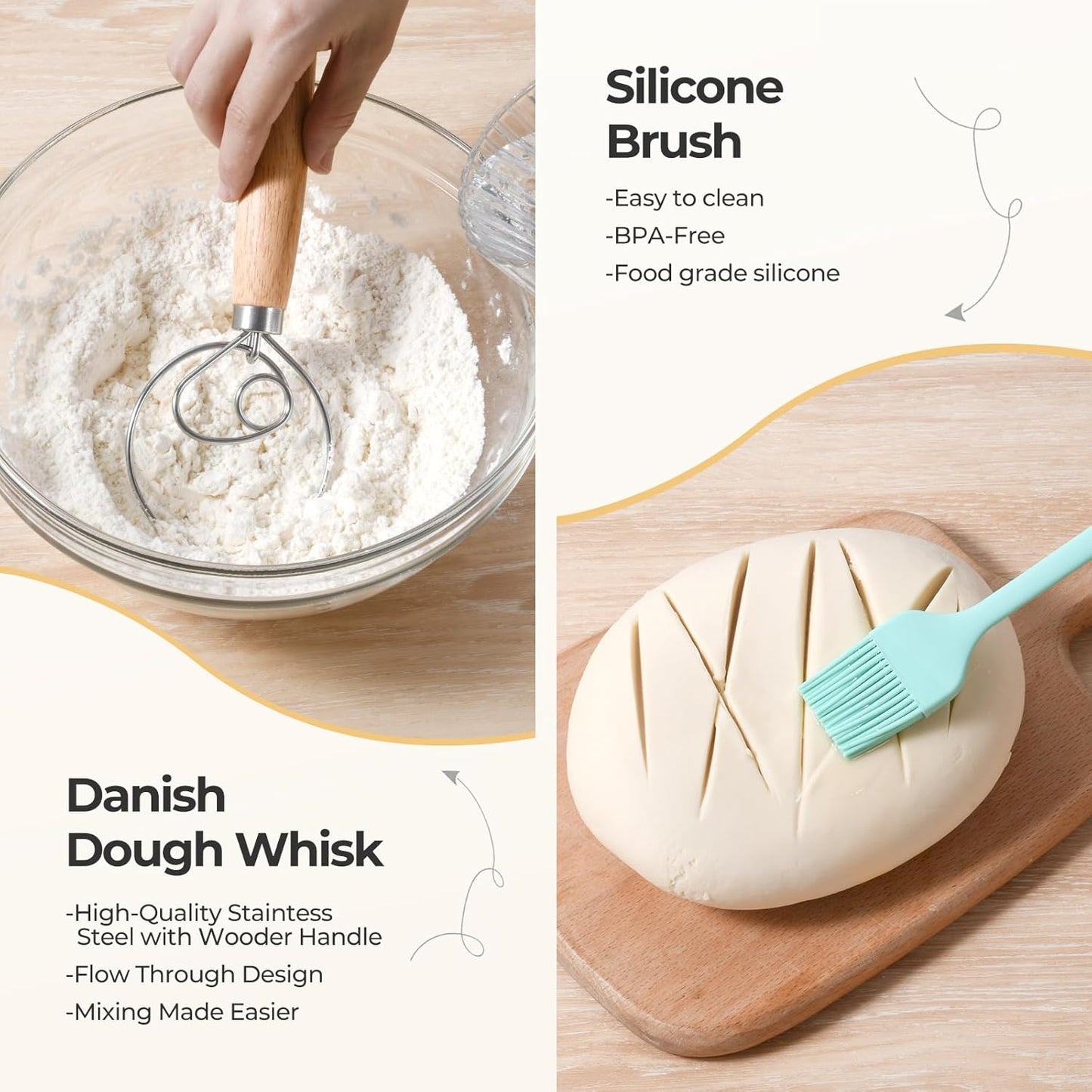 Silicone Banneton Bread Proofing Basket Set, 2 Foldable Sourdough Proofing Baskets (9" Round & 10" Oval), Complete Set for Bread Making With Essential Tools, Green