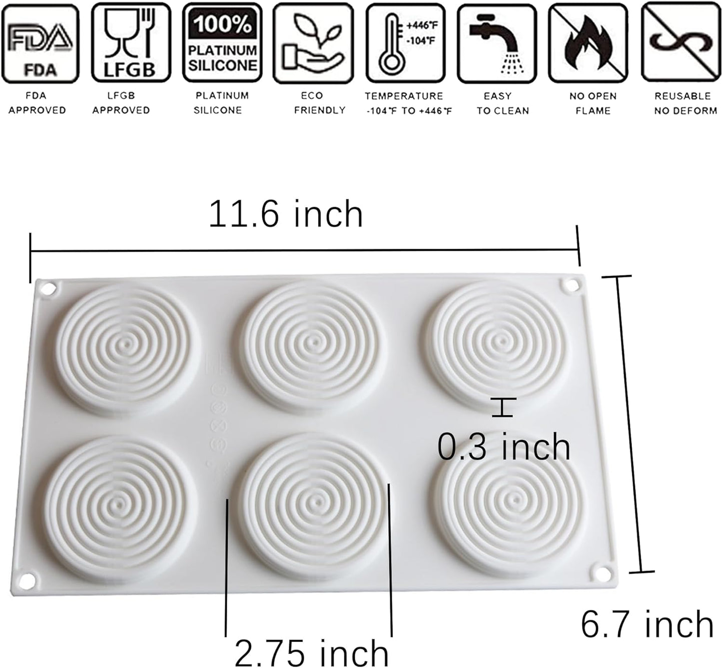 OCPO KITCHEN Spiral Silicone Molds for Baking Mousse Cake, 3D Tourbillon Silicone Baking Molds for French Dessert Pastry Chocolate Cupcake Ice Cream Cake Decoration Mold Spiral Shape (6-Cavity)