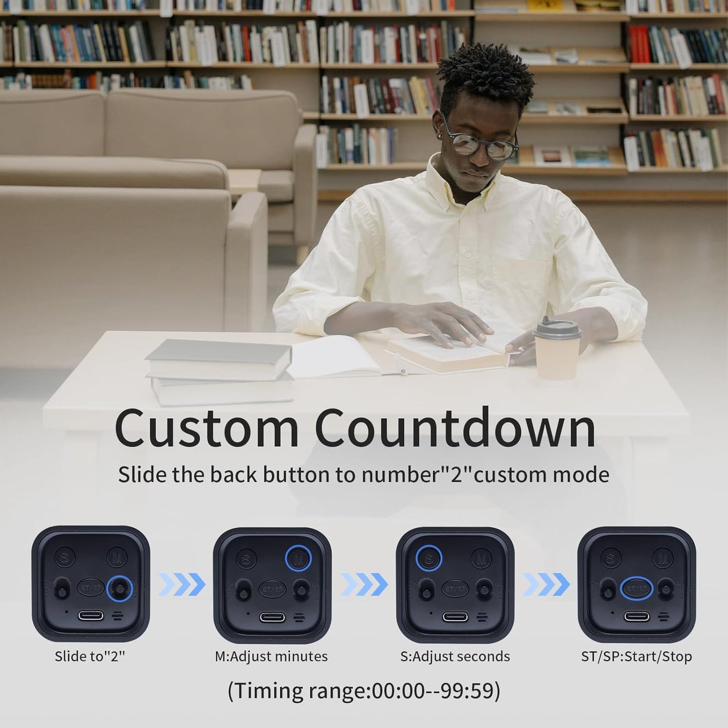 Productivity Timer Flip Gravity Sensor Cube Timer Countdown & Countup,Mute & Vibrate & Sound，5/10/30/60min & Custom Timing, Perfect for ADHD,Work,Learning,Kitchen Cooking