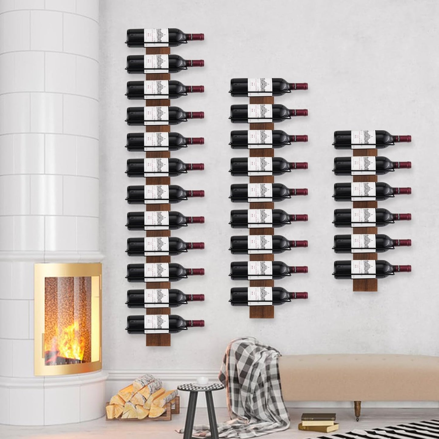 Wine Rack Wall Mounted, Wall Wine Rack for 12 Wine Bottles, Wood Wine Racks for Wall, Wall Mounted Wine Rack for Bar, Cellars, Kitchen, Dining Room