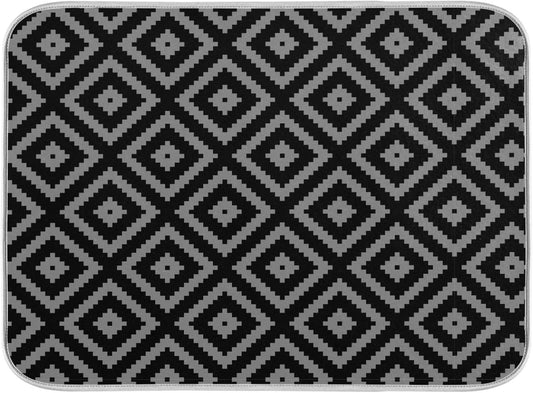 Super Absorbent Dish Drying Mat Microfiber Fast-Drying Dish Mat 24" x 18 Kitchen Dish Drying Pad Black Moroccan Rhombus Plaid