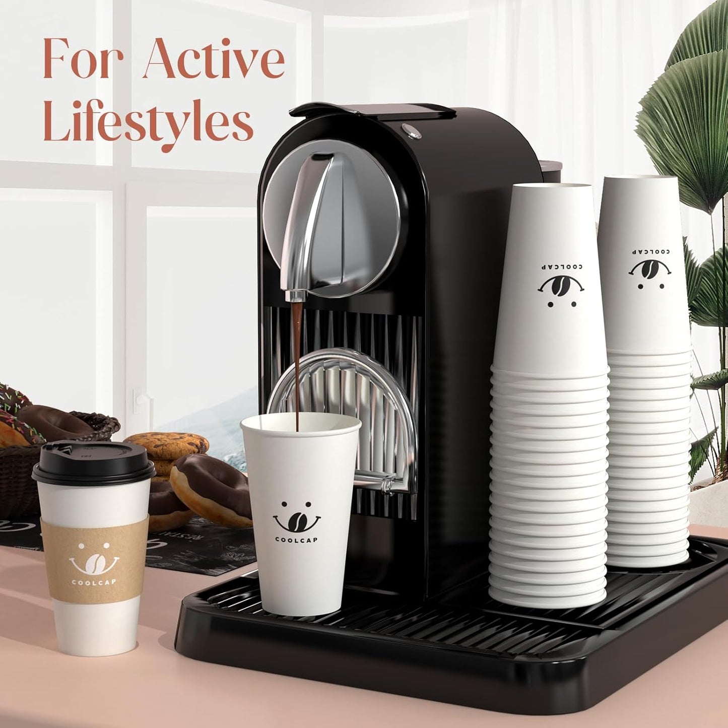 Coffee Cups with Lids and Sleeves, 16 Ounce 200 pack To Go Coffee Cups with Lids, Paper Hot Cups for Hot & Cold Beverage (White, 16 Ounce)