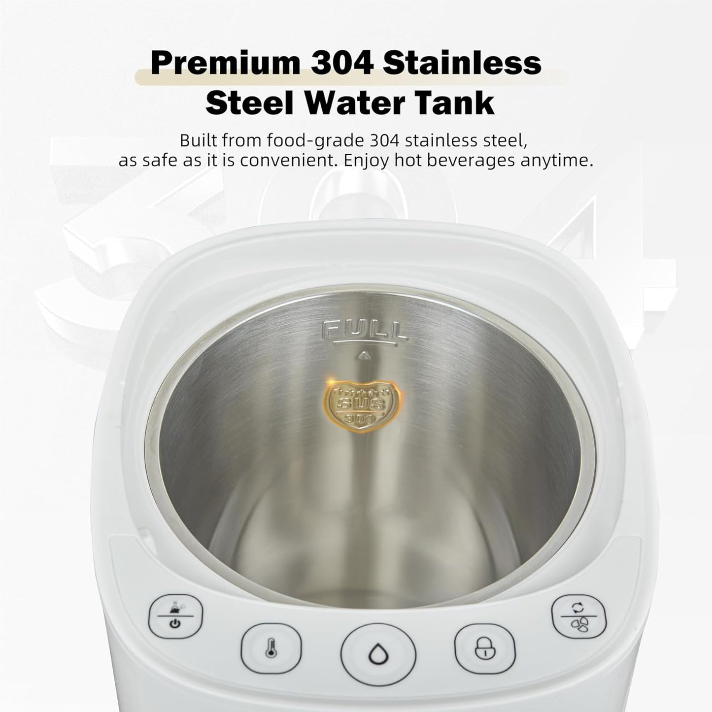 OCTAVO Water Boiler & Warmer 5 Liter, 304 Stainless Steel Water Tank, 700 Watt 6 Adjustable Water Temperature, LCD Touch Control Screen, Child Lock with Water Shortage Indicator