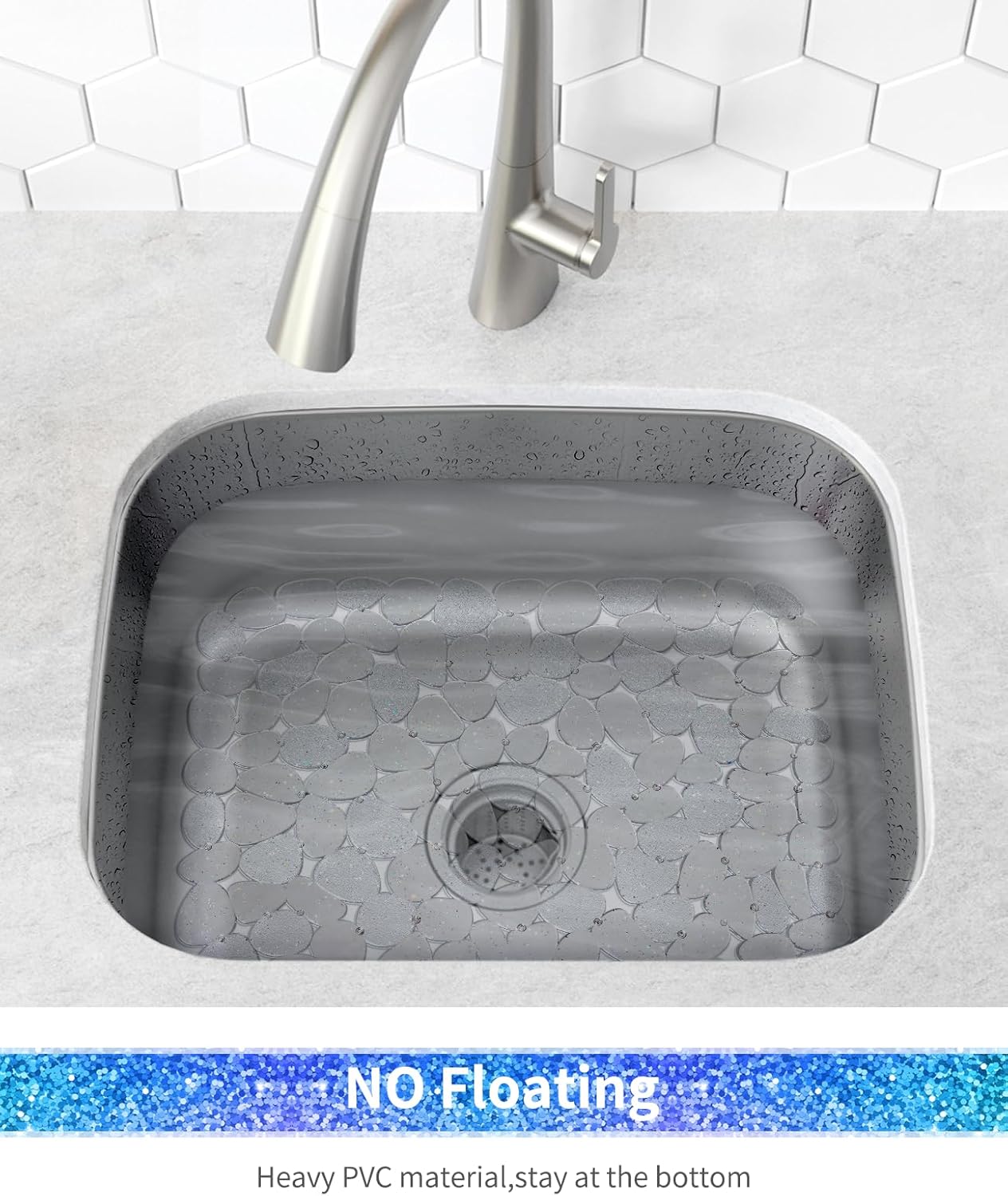 Bligli Pebble Sink Mat for Stainless Steel/Ceramic Sinks, PVC Eco-Friendly Sink Protectors for Bottom of Kitchen Sink, Dishes and Glassware, Fast Draining, 15.7 x 11.8 inch (2 Pack, Bling Clear)