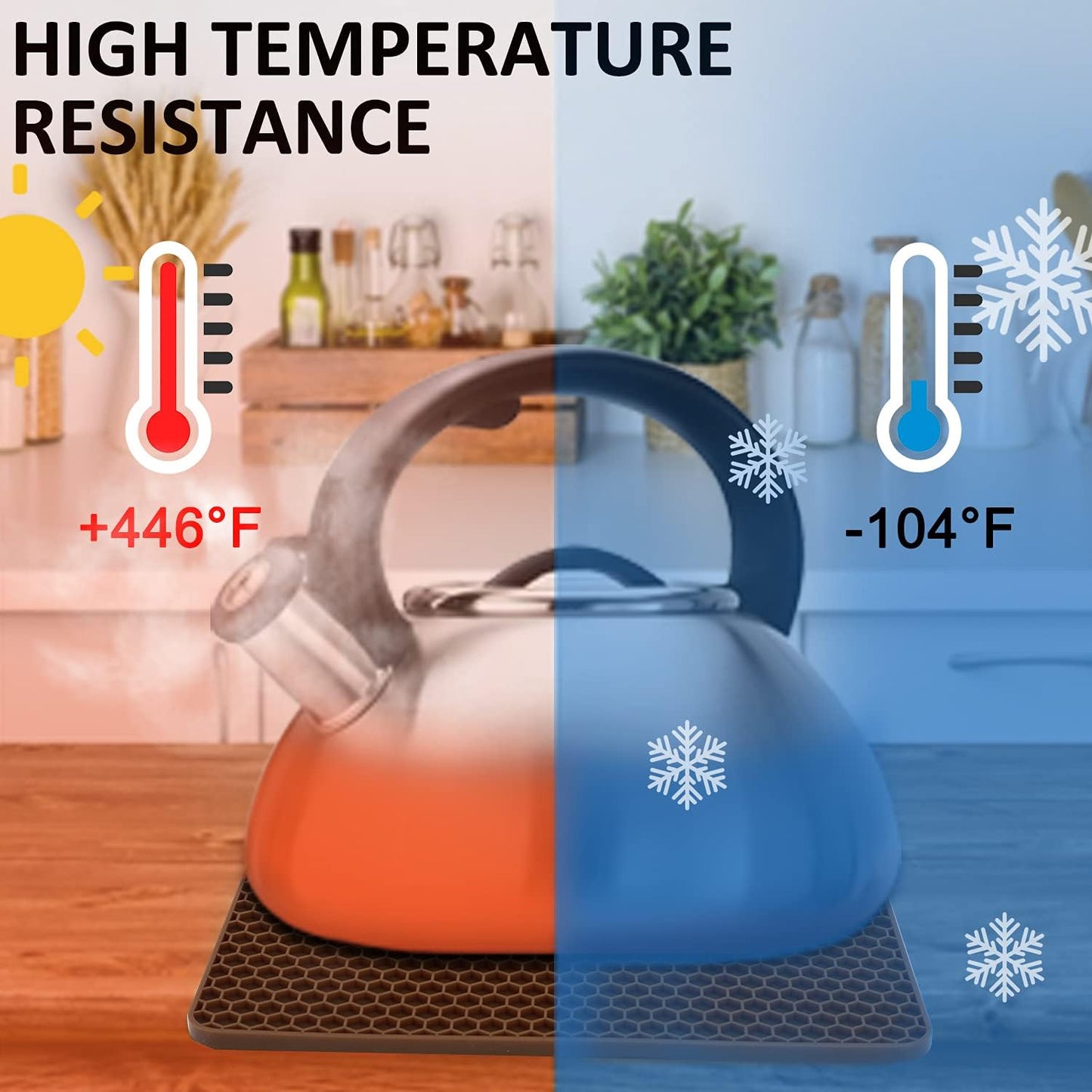 4 Pack Silicone Trivet Mats, Heat Resistant Silicone Hot Pot Holders Hot Pads for Kitchen Countertop, Non-Slip Brown Trivets for Pots and Pans, Hot Plate Mat Coffee Trivet Food Grade Silicone Mat