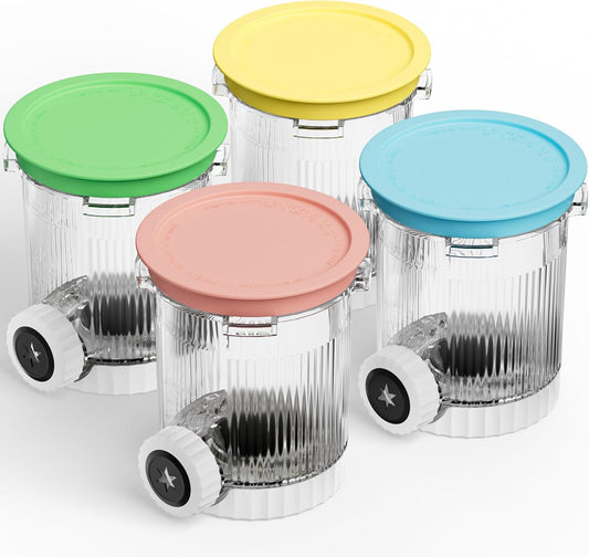 Swirl Creami Pints and Lids for Ninja - 4 Pack, Compatible with NC700 Series Ninja Swirl by CREAMi Ice Cream and Soft Serve Maker, 16 OZ Replacement Containers with Lid, Dishwasher Safe&Mix Color Lids