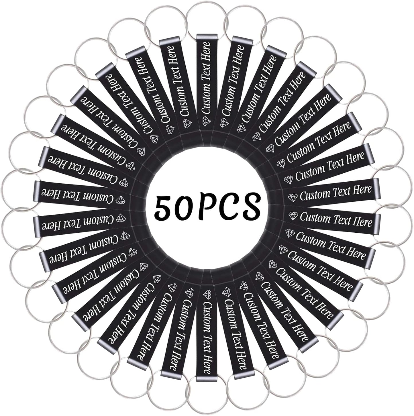 50PCS Personalized Bottle Opener Keychain Bulk Custom Beer Bottle Opener with Logo Text Engraved Wedding Bottle Opener Favors Customized Gifts for Guests Baby Shower Birthday Party-Black