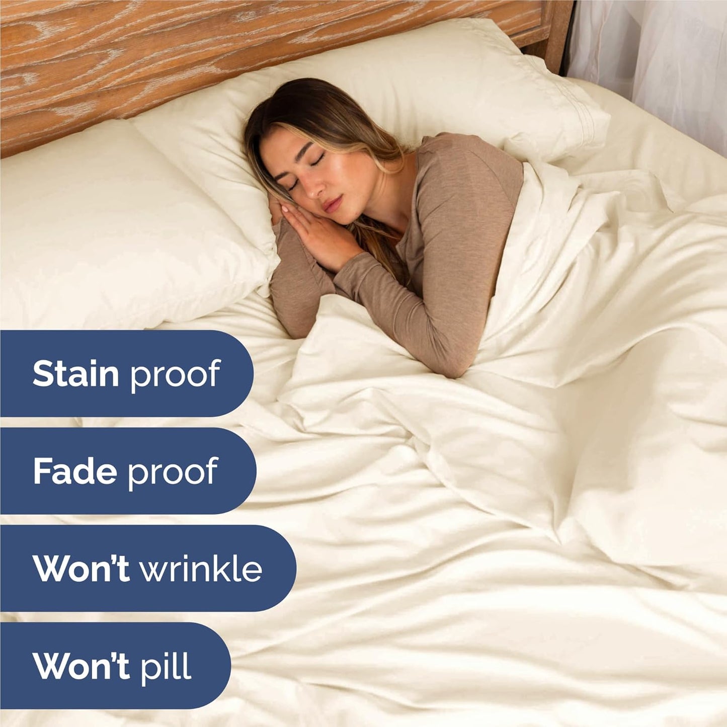 Split King Size 5 Piece Sheet Set - Comfy Breathable & Cooling Bed Sheets Set - Hotel Luxury Bedding for Women, Men, Kids, Teens, Boys & Girls - Deep Pockets, Soft, Wrinkle Free - Oeko-Tex - Off White