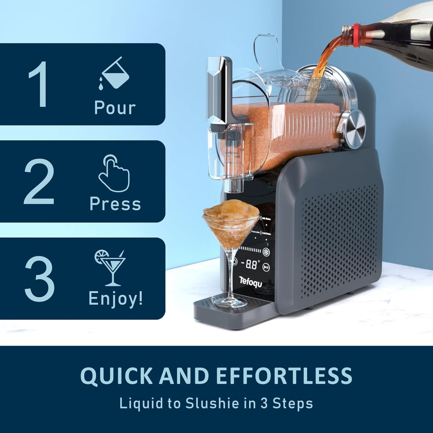 Slushie Machine, 88oz Frozen Drink Maker with 7 Preset Programs, No Ice Required for Frozen Margaritas, Slushies, Frappés and Milkshakes, Mist Gray