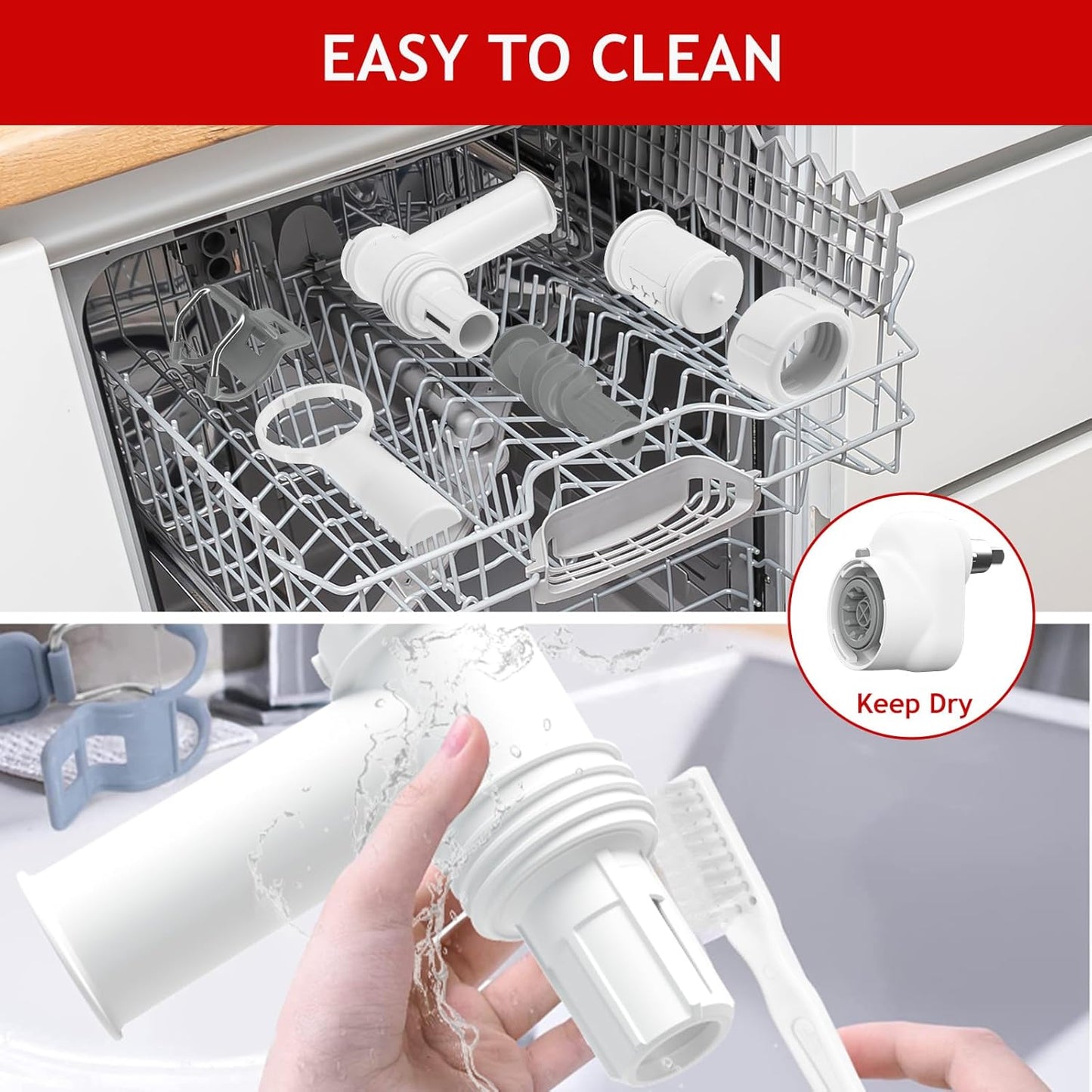 Pasta Maker Attachment for Kitchenaid Stand Mixer with 6 Different Shapes of Pasta Outlet, Durable Kitchenaid Accessories and Attachments, Dishwasher Safe