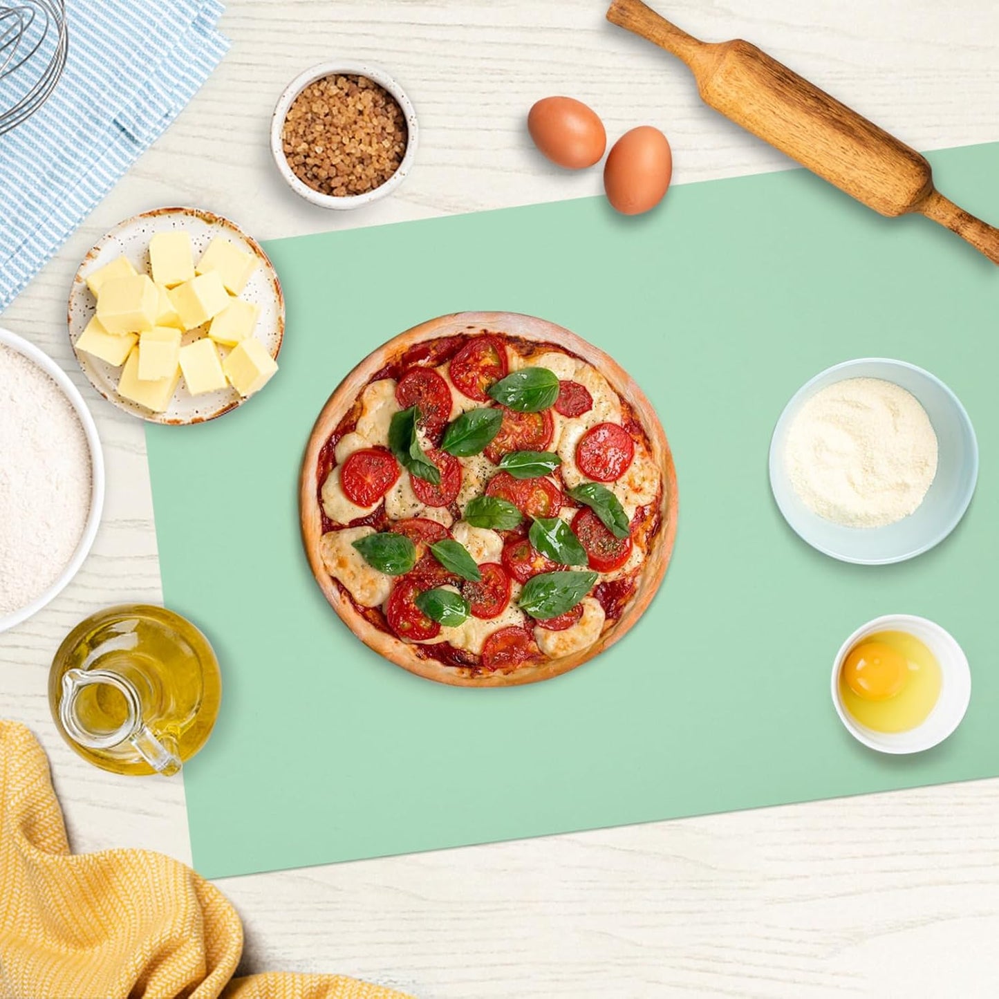 Silicone Mats for Kitchen Counter, Nonslip Silicone Mats for Crafts Countertop Protector Heat Resistant Mat (Light Green, 78.7"L x 15.7"W)